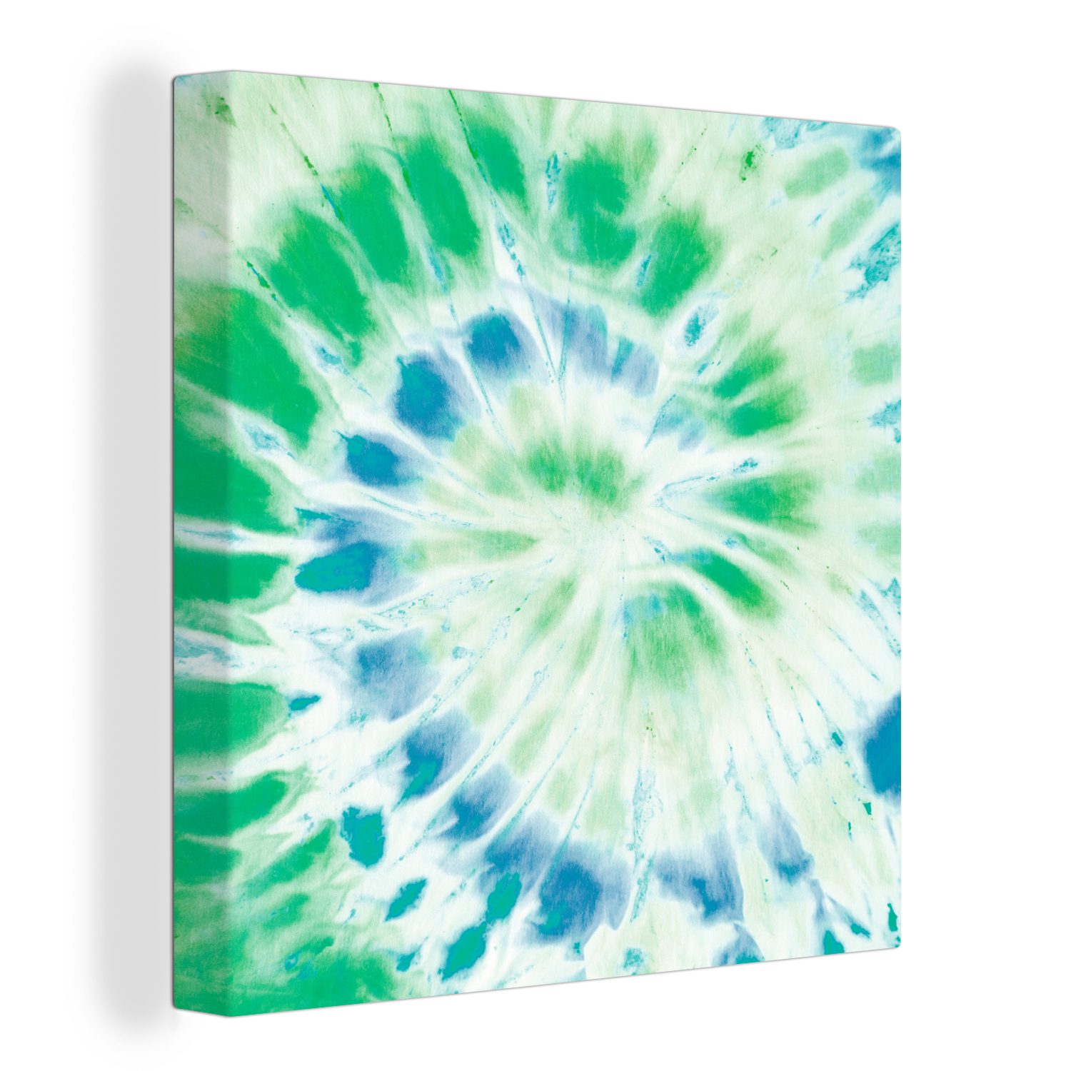OneMillionCanvasses® Leinwandbild Sommer - Krawattenfärbung - Grün, (1 St), Leinwand Bilder für Wohnzimmer Schlafzimmer | Leinwandbilder
