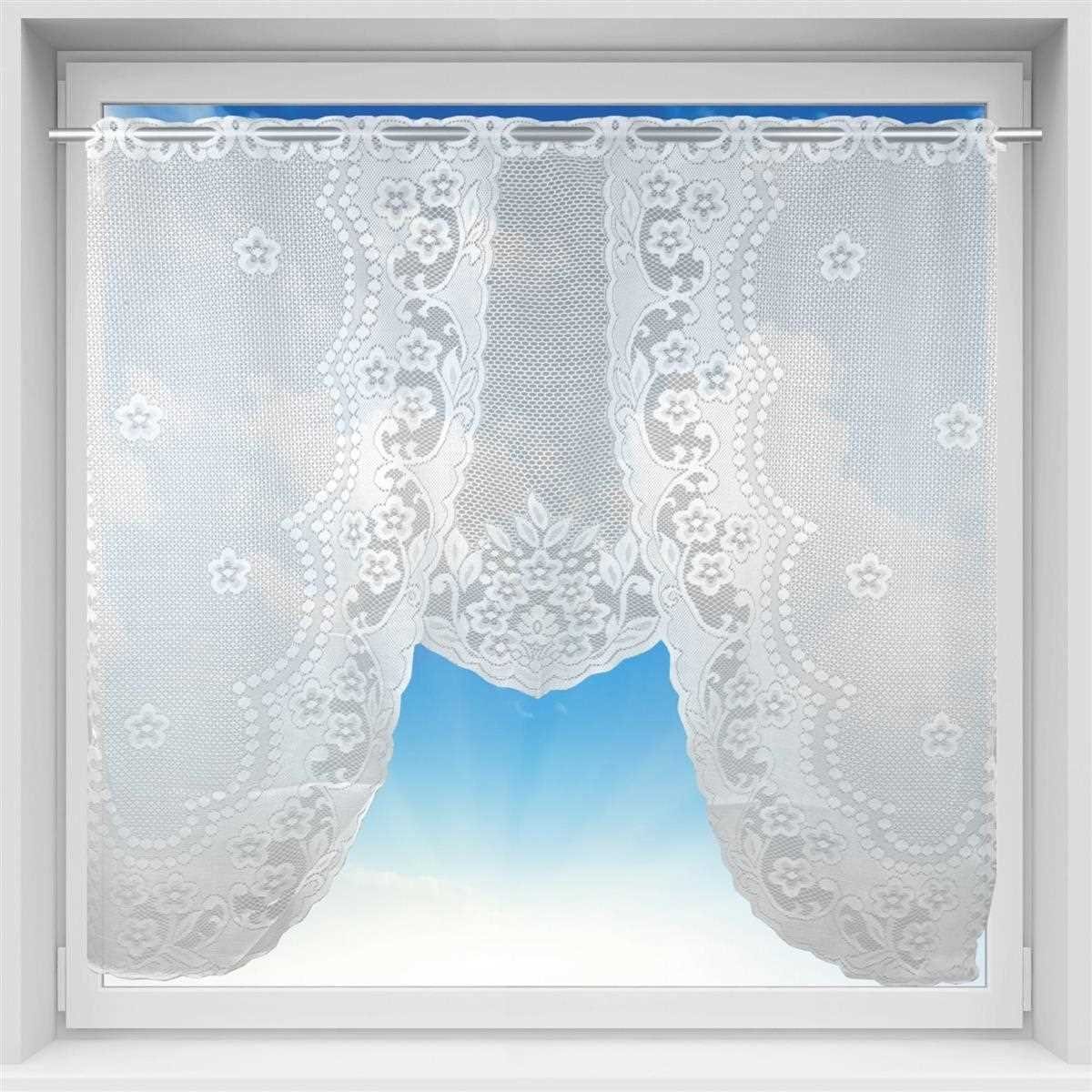 Vorhang, Arsvita, Stangendurchzug (1 St), halbtransparent, Bistrogardine in Spitzenoptik, 120cm x 105cm (BxL) mit Stangendurchzug Luisa