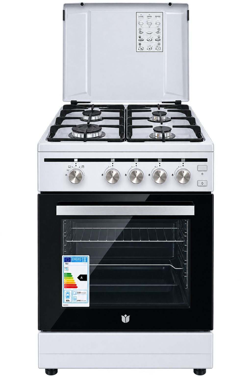 Gasmann Gas-Standherd Gasmann Gas-Standherd,50x60cm,4 Flammen,Gasbackofen,Gasgrill,Drehspieß, mit 1-fach-Teleskopauszug