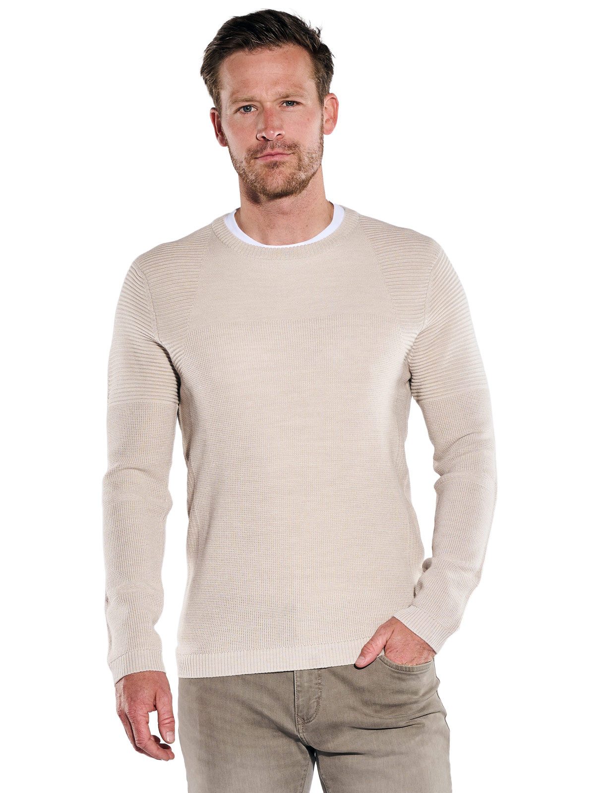 Engbers Rundhalspullover Herren Pullover Rundhals, Creme