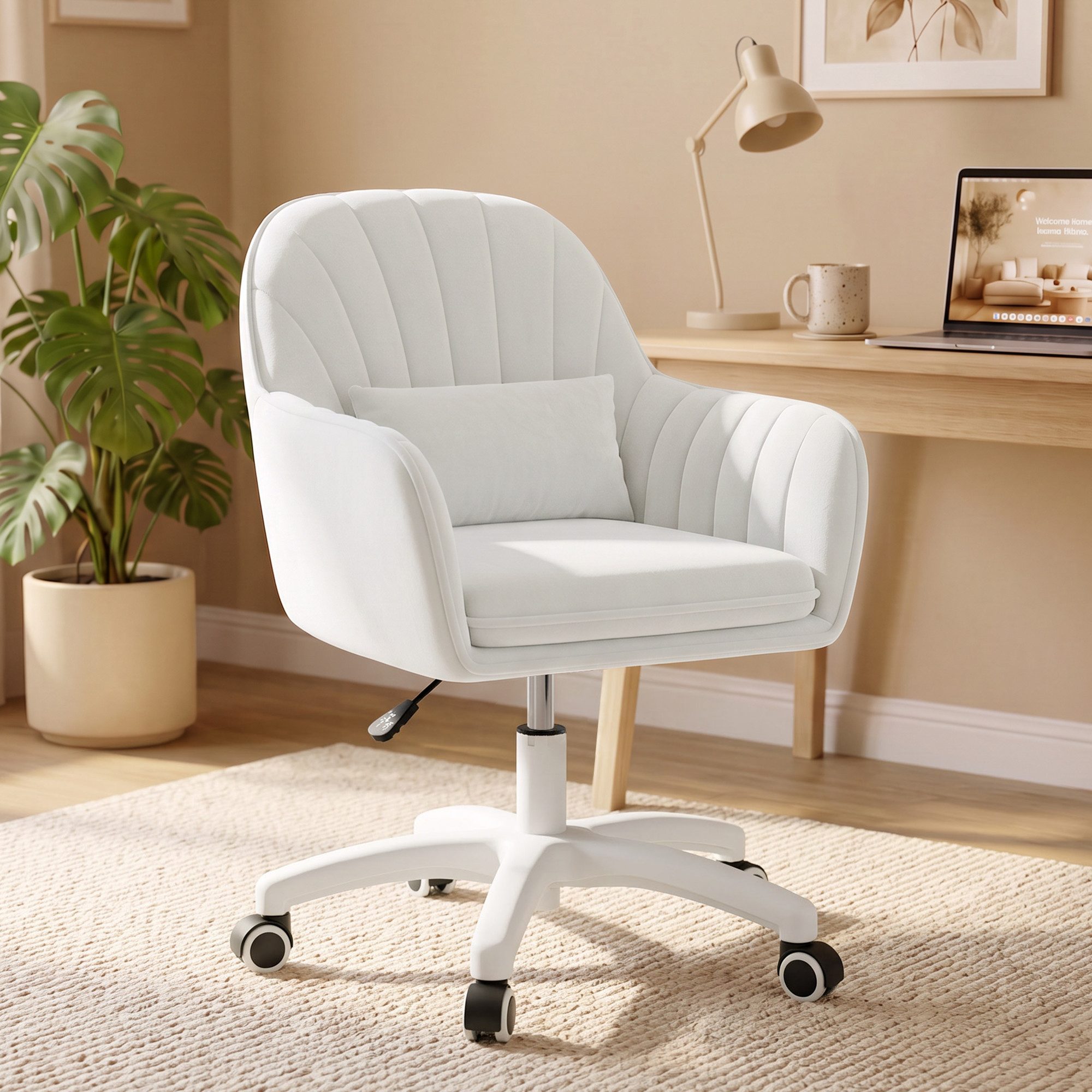 HawthyHome Bürostuhl Ergonomischer Homeoffice-Stuhl, 360° Drehbar & Höhenverstellbar (1 St), Samtbezug mit Kopfkissen, ideal für Arbeitszimmer & Schlafzimmer