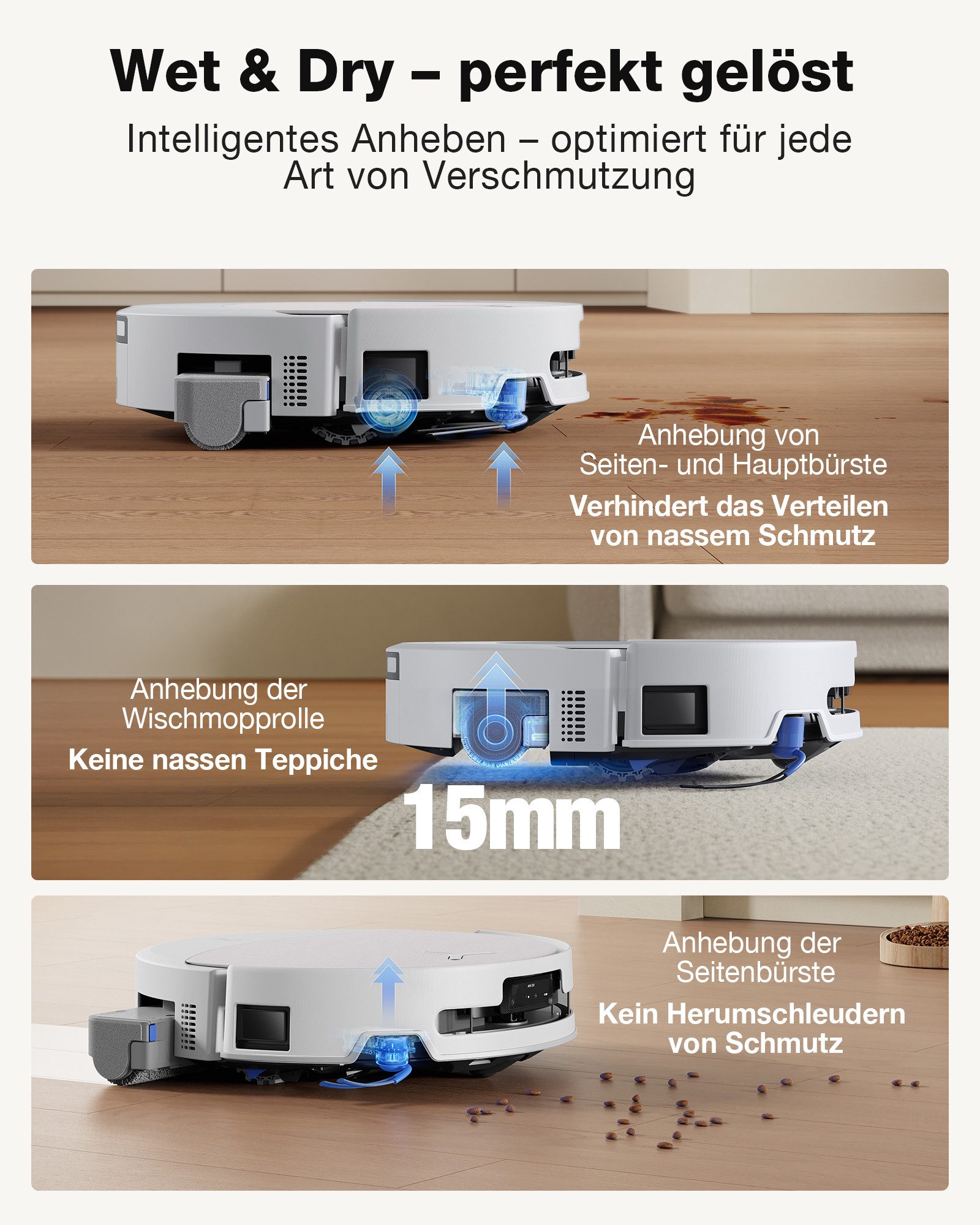 ECOVACS Saugroboter DEEBOT T90 OMNI, 65 W, mit Beutel, Saug- und Wischroboter, wartungsarm durch Omni-Station schwarz|weiß
