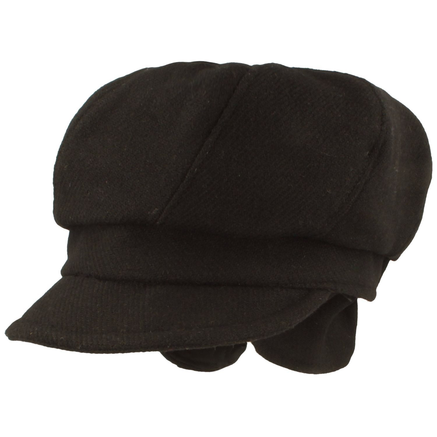 Breiter Schiebermütze Ballonmütze aus Wolle mit Fischgrätmuster