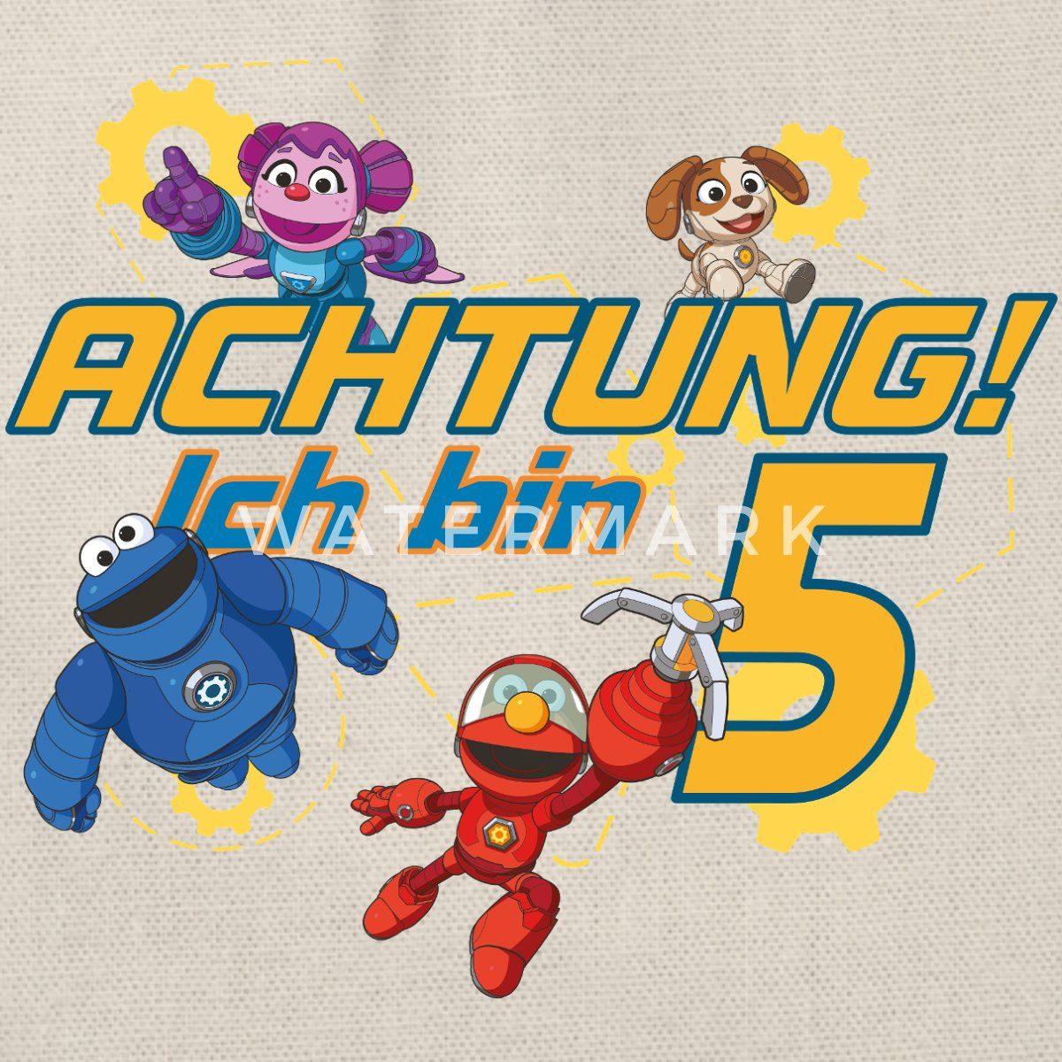 Spreadshirt Turnbeutel Achtung Ich Bin 5 Jahre Alt Mecha Builders Team Turnbeutel (1-tlg)