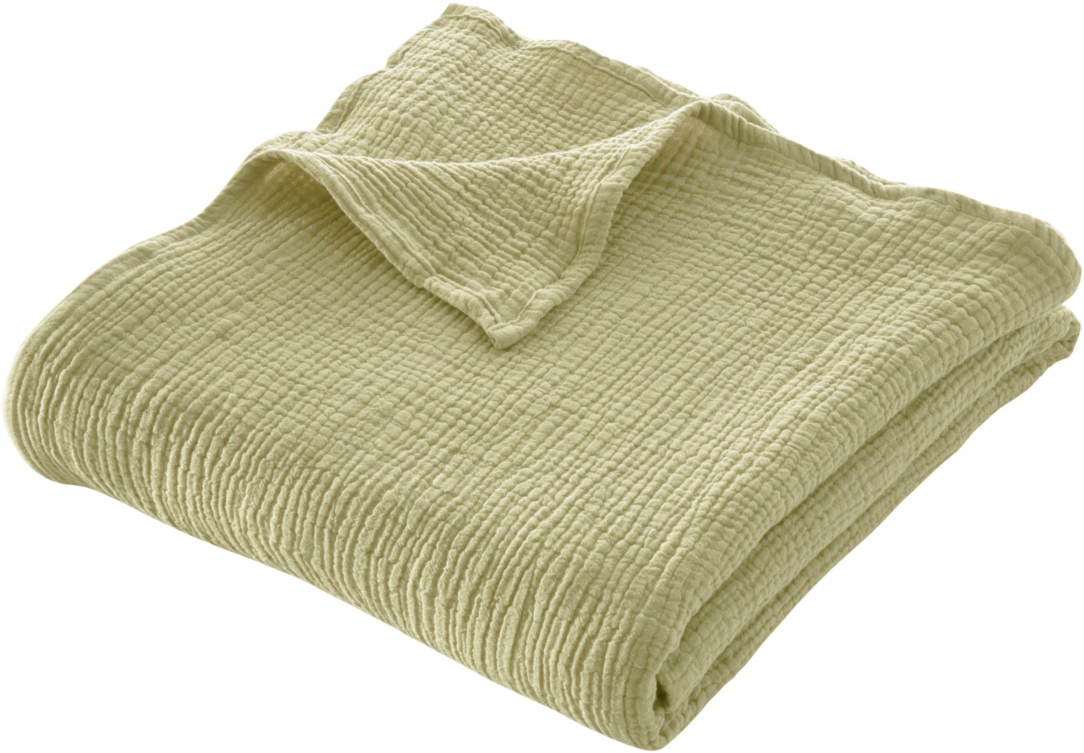 Wohndecke HEVIN, Musselin, 100% Baumwolle, Topseller!, LeGer Home by Lena Gercke, Tagesdecke im Baumwoll-Crinkle-Effekt, Musselin, Kuscheldecke