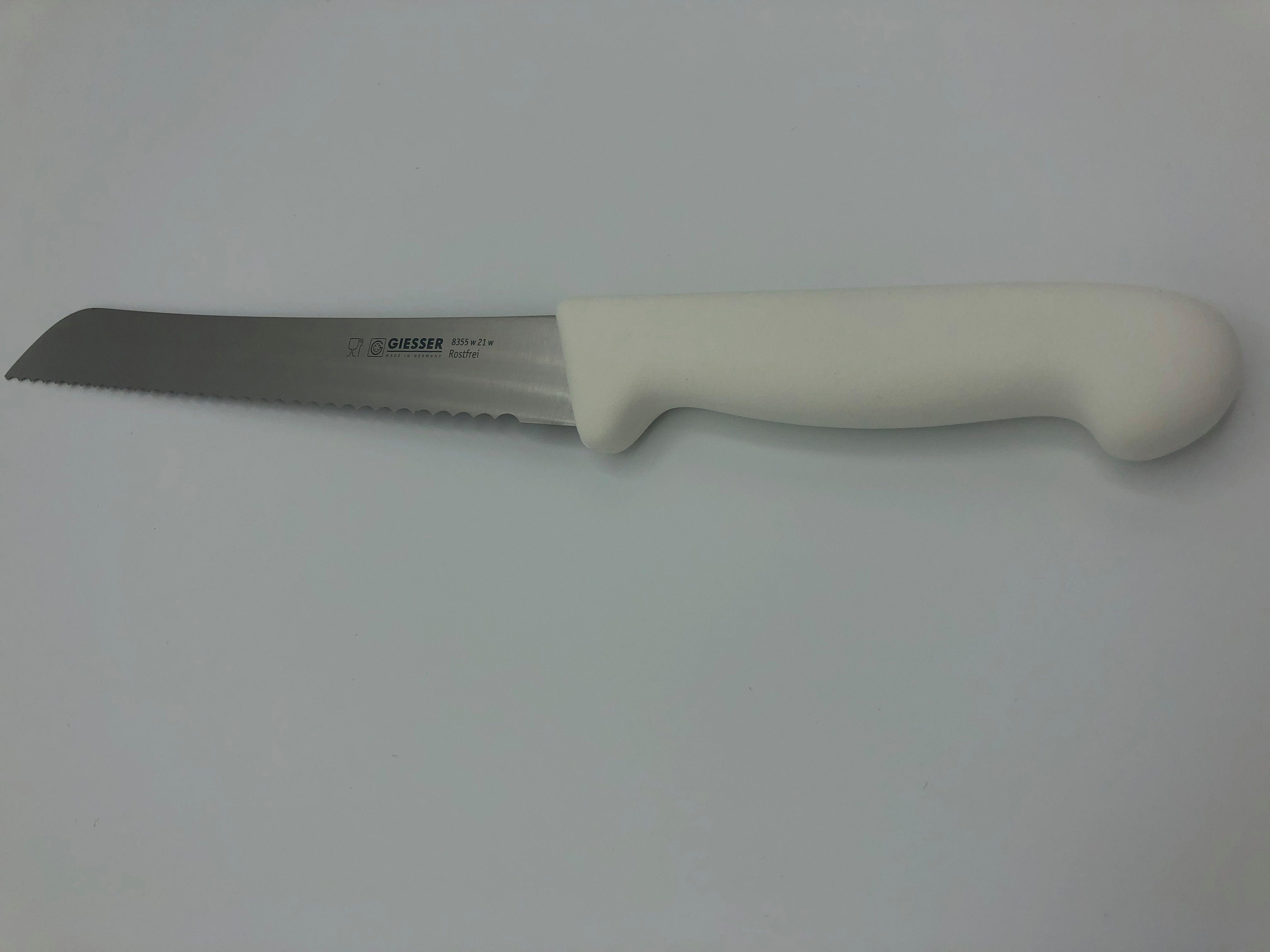 schneiden ideal Giesser Messer 8355, Weiß Brotmesser mm 6 zum Konditormesser Brot Welle, Kunststoffgriff,