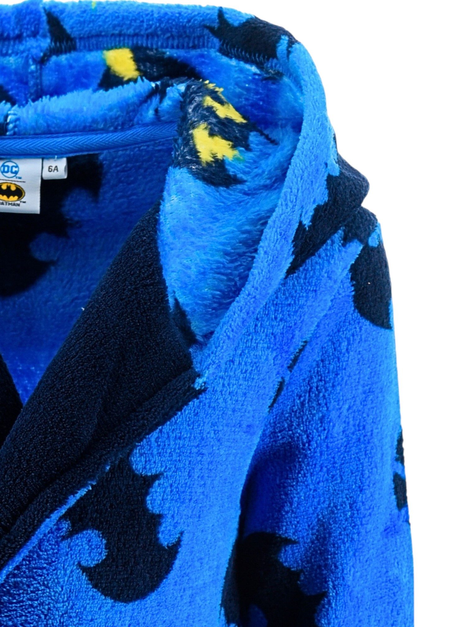 Batman Kinderbademantel DC Comics, Polyester, mit Kapuze, Bindegürtel, für Kinder mit Kapuze Gr. 98-128 cm