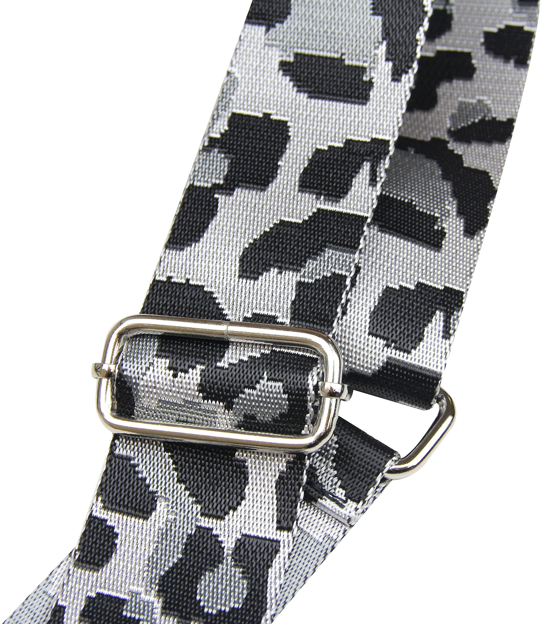 Frentree Schulterriemen MADE IN ITALY, verstellbarer Grau Zebra Leopard/ Gurt, Schultergurt für 5cm Taschen, Muster: Leo breiter