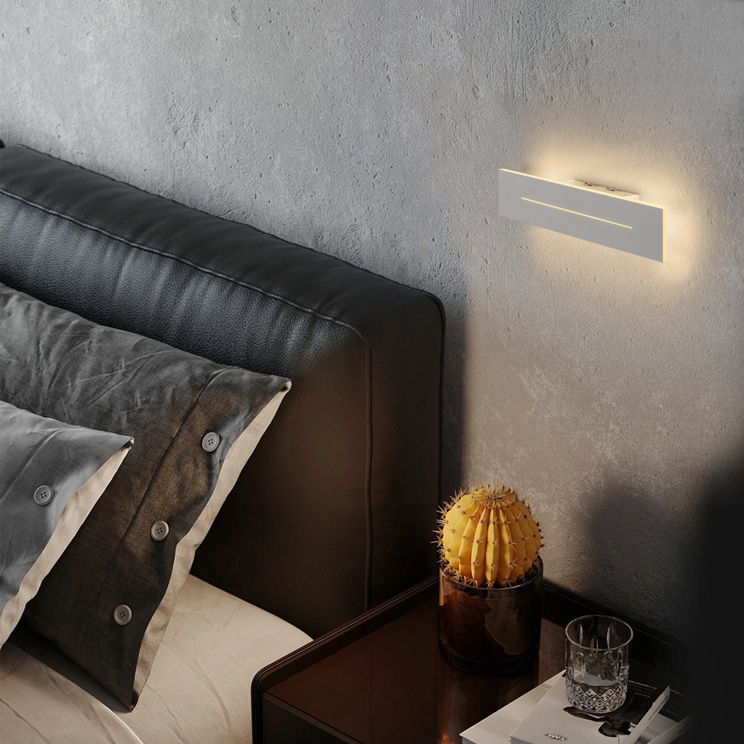 ZMH LED Wandleuchte Wandlampe innen weiß/schwarz 30cm 60cm 100cm, LED fest  integriert, warmweiß, 30cm Weiß