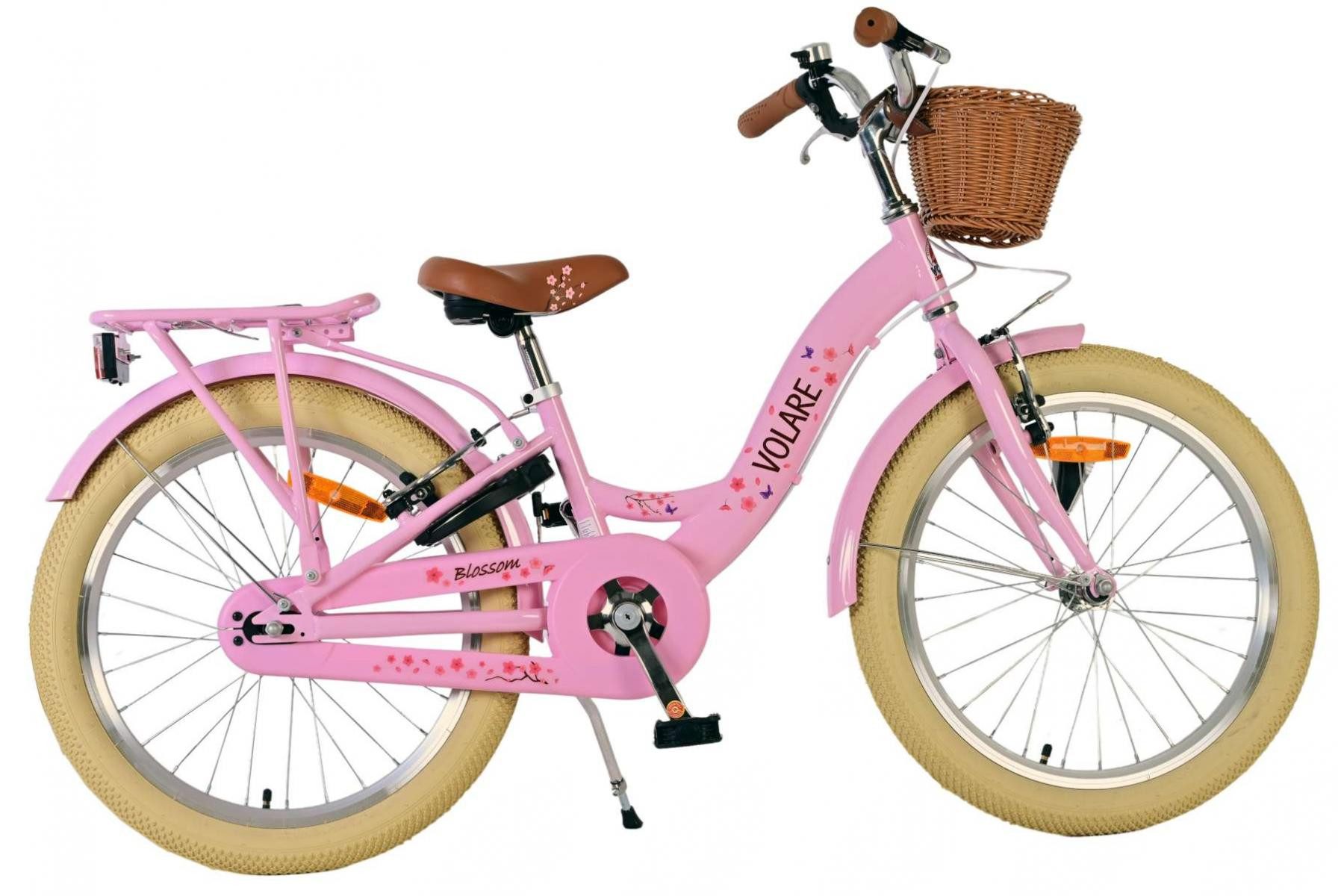 Volare Kinderfahrrad Volare Blossom Kinderfahrrad für Mädchen - 20 Zoll in Rosa, Vorderradbremsen, Geschlossener Kettenschutz, Verstellbarer Lenker