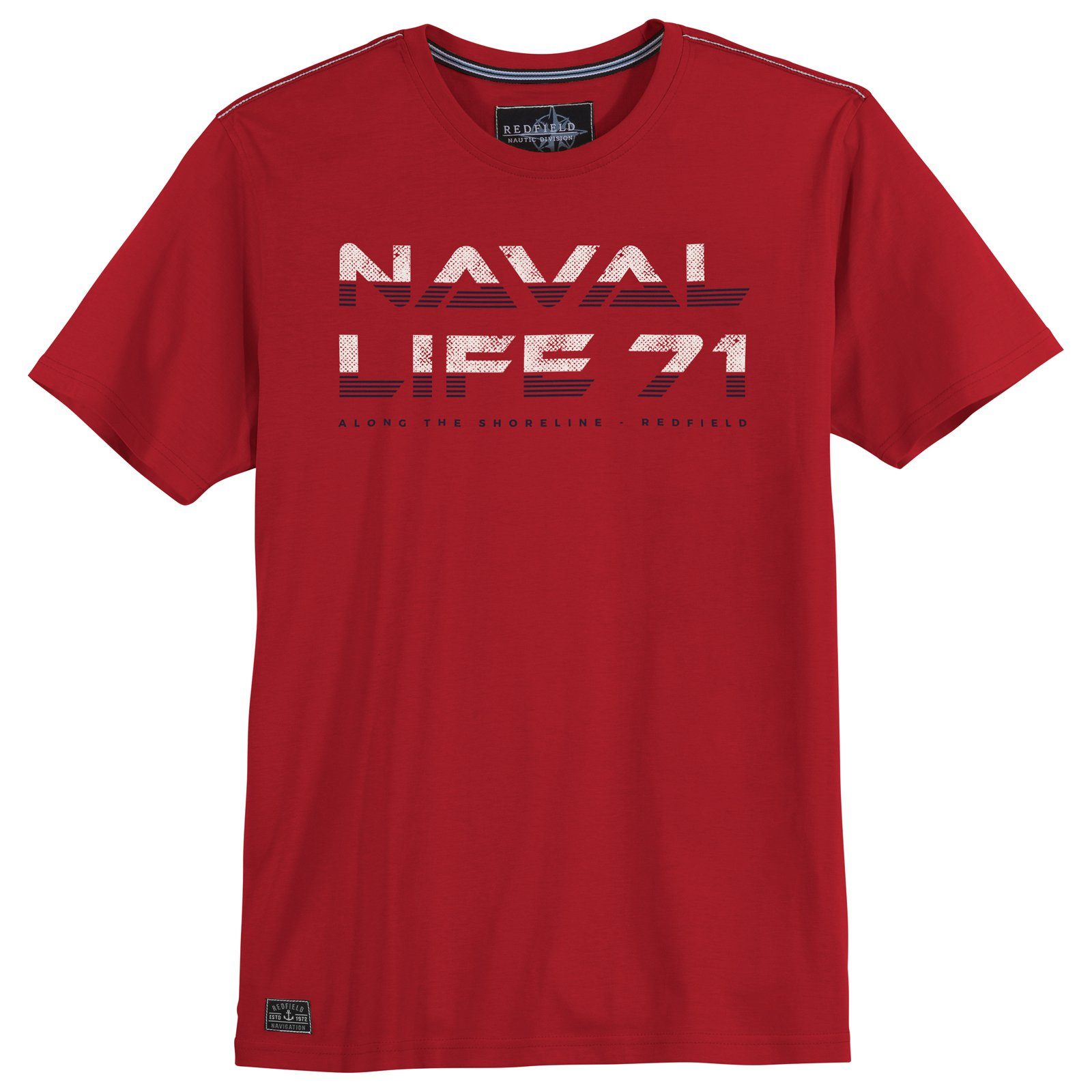 T-Shirt Rundhalsshirt rot Life Größen Herren 71 redfield Naval Große Redfield