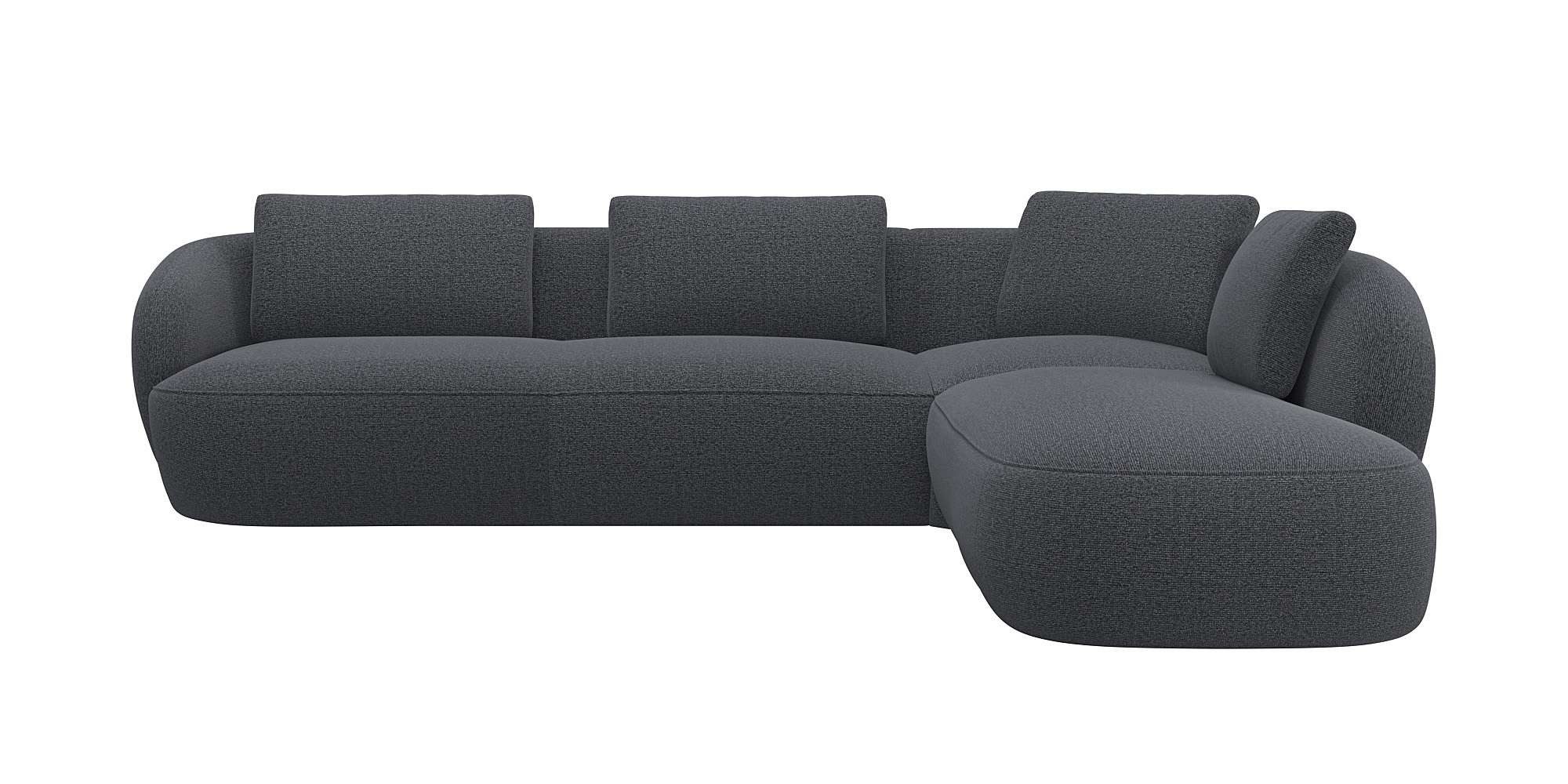 FLEXLUX Ecksofa Torino, rund, L-Form, Sofa-Ecke mit Ottomane, Modernes, organisches Sofa-Design, Kaltschaum, Wellenunterfederung