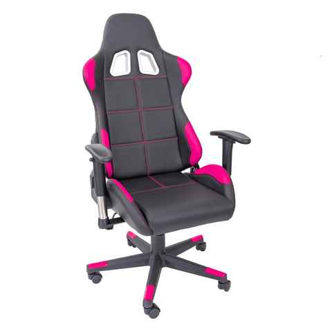TPFLiving Bürostuhl Fire mit Lendenkissen XL Racing Stuhl Gaming-Stuhl (aus hochwertigem Kunstleder), Drehstuhl Zockerstuhl, Belastbarkeit bis 150 kg - Pink