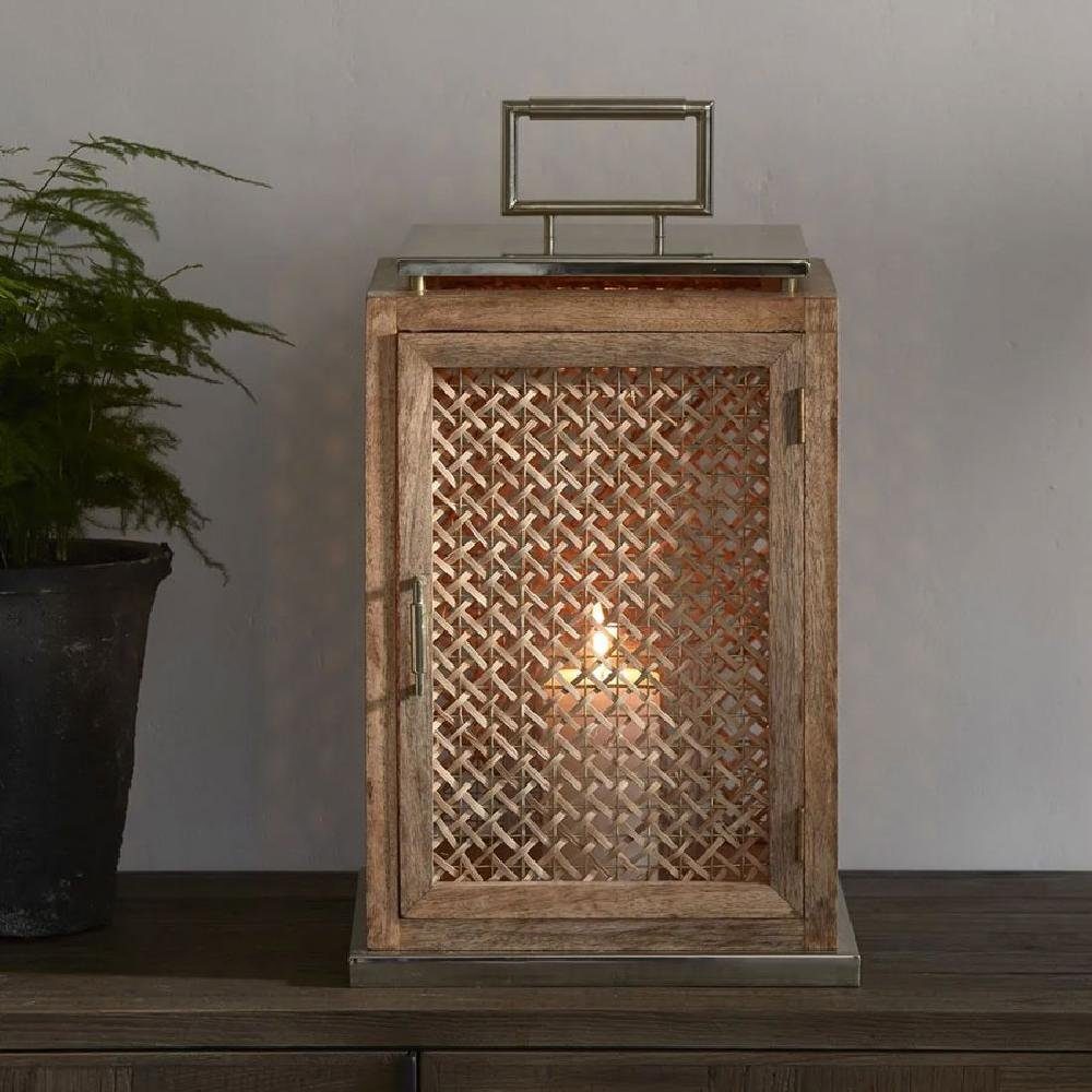 Rattan (34cm) Laterne Rivièra Maison Rustic Kerzenhalter Herringbone