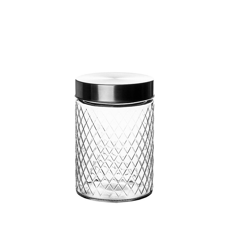 BigDean Vorratsdose Vorratsglas 1,25 Liter Edelstahl-Deckel Glas. mit mit Schraubverschluss, Edelstahl, (1-tlg) Glas