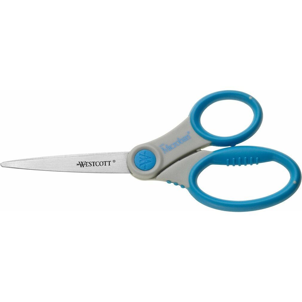 WESTCOTT Papierscheren Papierschere Microban Softgrip grau-blau 18,0 cm
