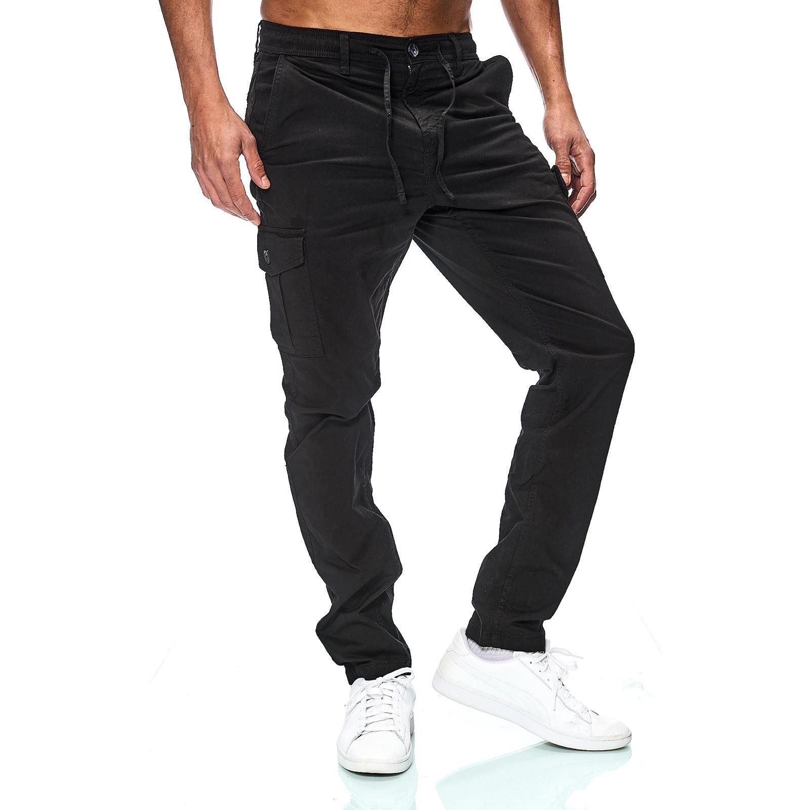 Cargohose Herren Jogger Cargo Chino Jeans Hose (Cargohose 7015) Schwarz L