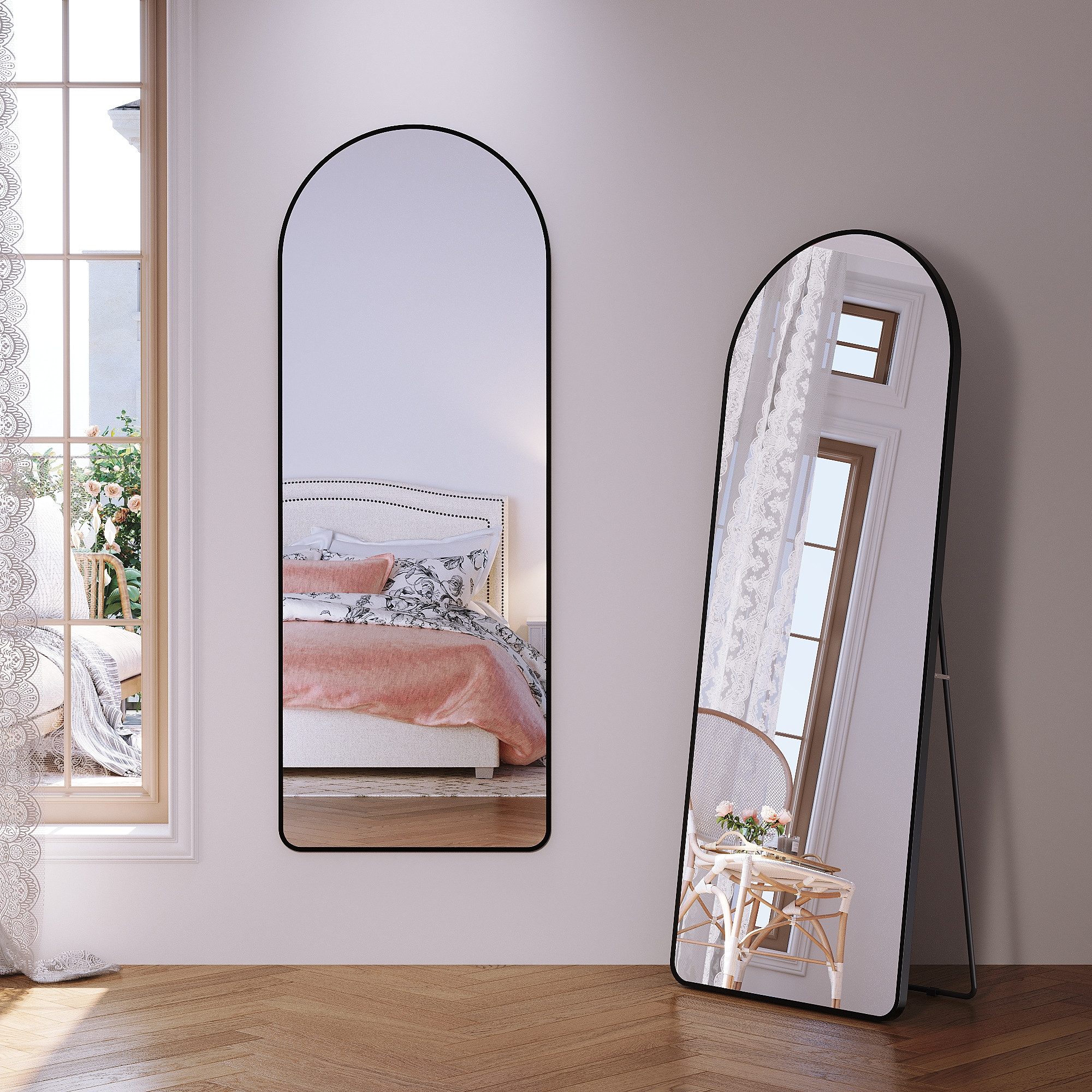 SONNI Wandspiegel 160x60 cm schwarzer Schminkspiegel günstig online kaufen