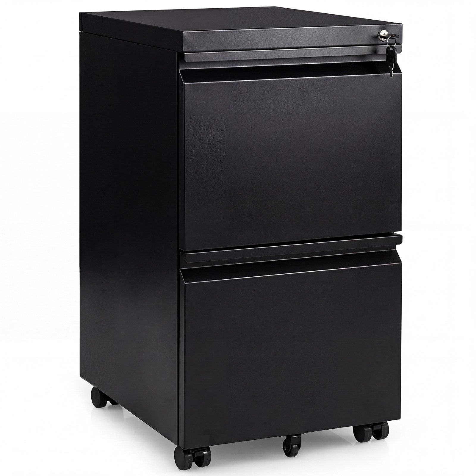 COSTWAY Rollcontainer, Aktenschrank abschließbar Stahl mit 2 Schubladen 44x37x67cm