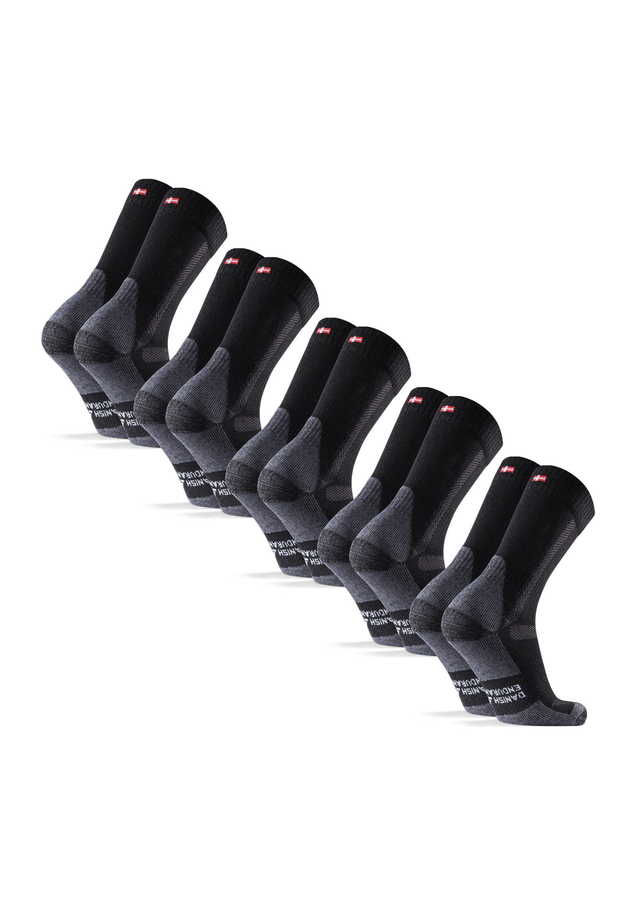 DANISH ENDURANCE Sportsocken Classic Hiking Crew 5 Paar Anti-Blasen Wandersocken für Damen & Herren, thermoregulierend