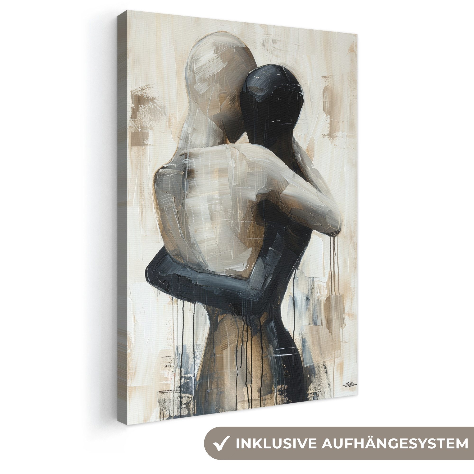 OneMillionCanvasses® Leinwandbild Abstrakt - Liebe - Schwarz und weiß - Modern, Fotodruck (1 St), Leinwand Canvas Wandbild, Wanddekoration 20x30 cm