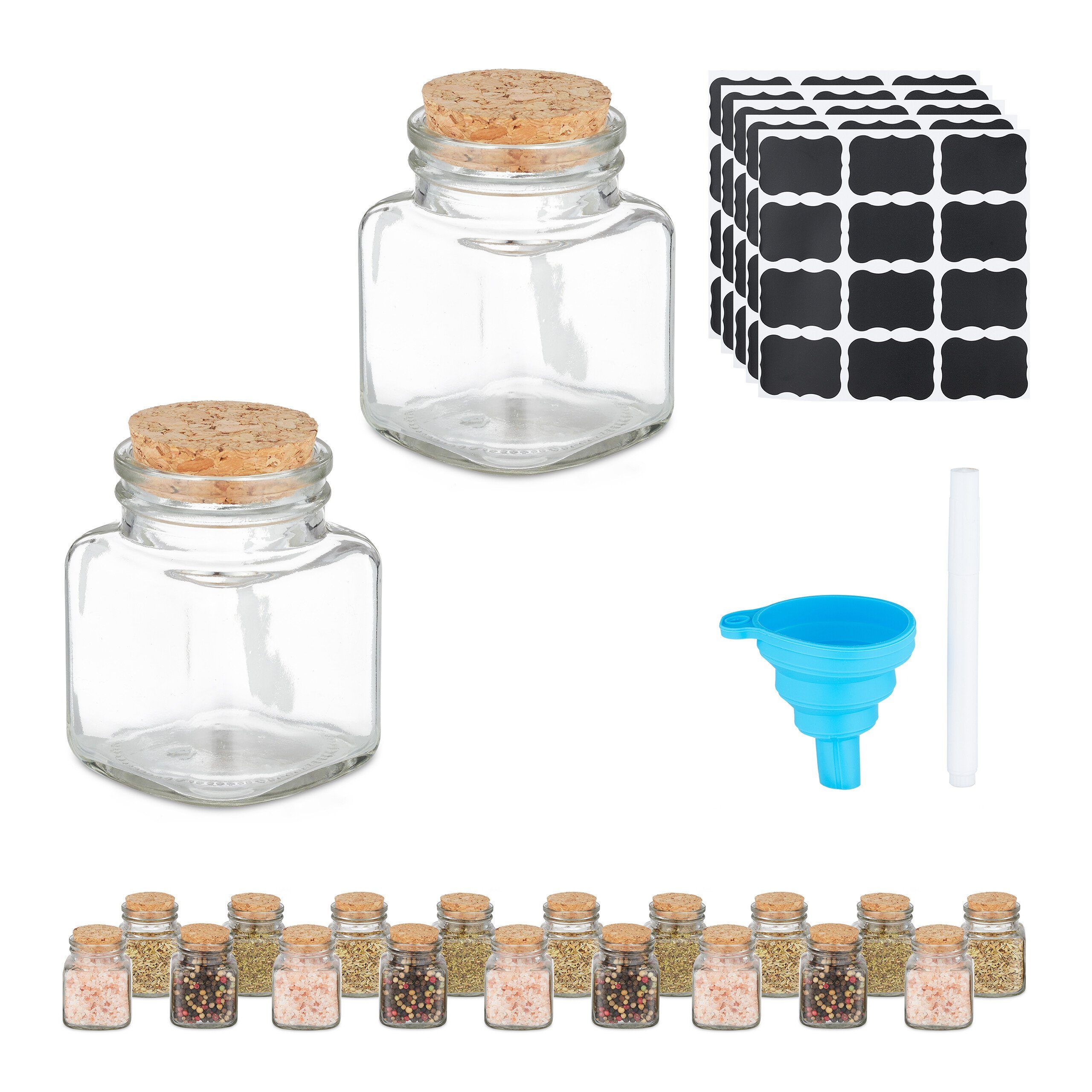 relaxdays Шейкер для специй Gewürzgläser im 20er Set mit Korkdeckel