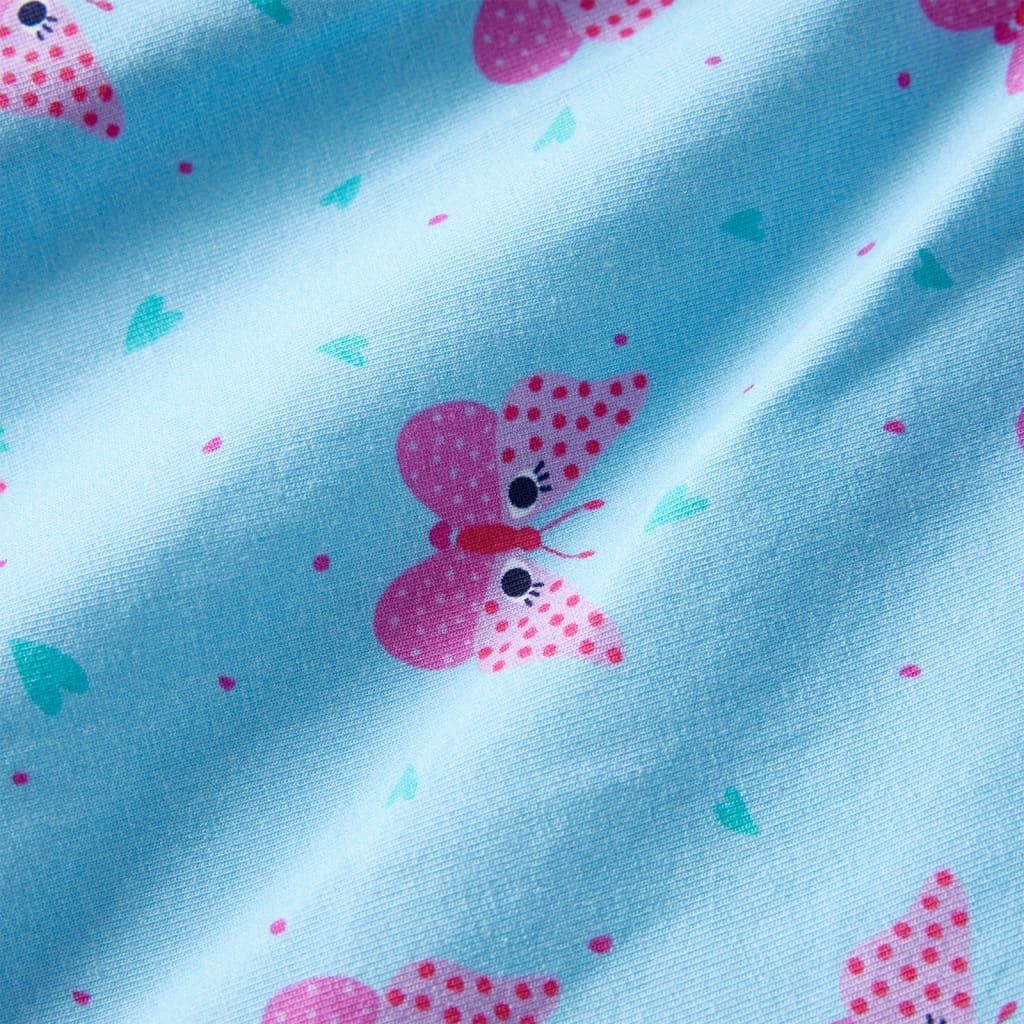 vidaXL Schmetterling-Muster Kinderkleid 92 Knöpfen Ärmellos Blau A-Linien-Kleid mit