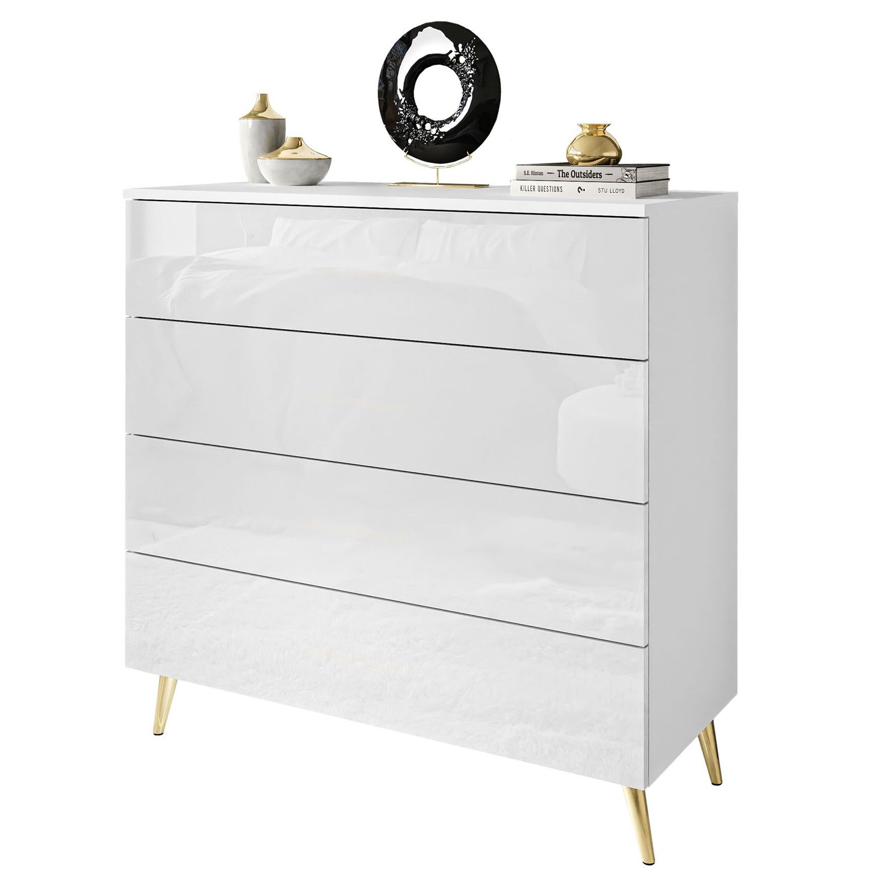 Lookway Kommode AURA 4S mit Schubladen und Griffloses Öffnungssystem, 95x40x90 cm