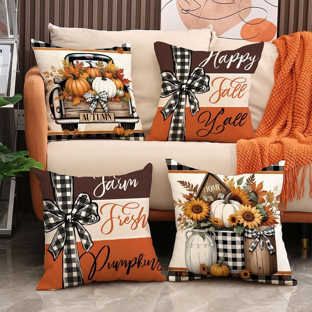 FELIXLEO Kissenbezug 4er Set Kissenbezug Herbst günstig online kaufen
