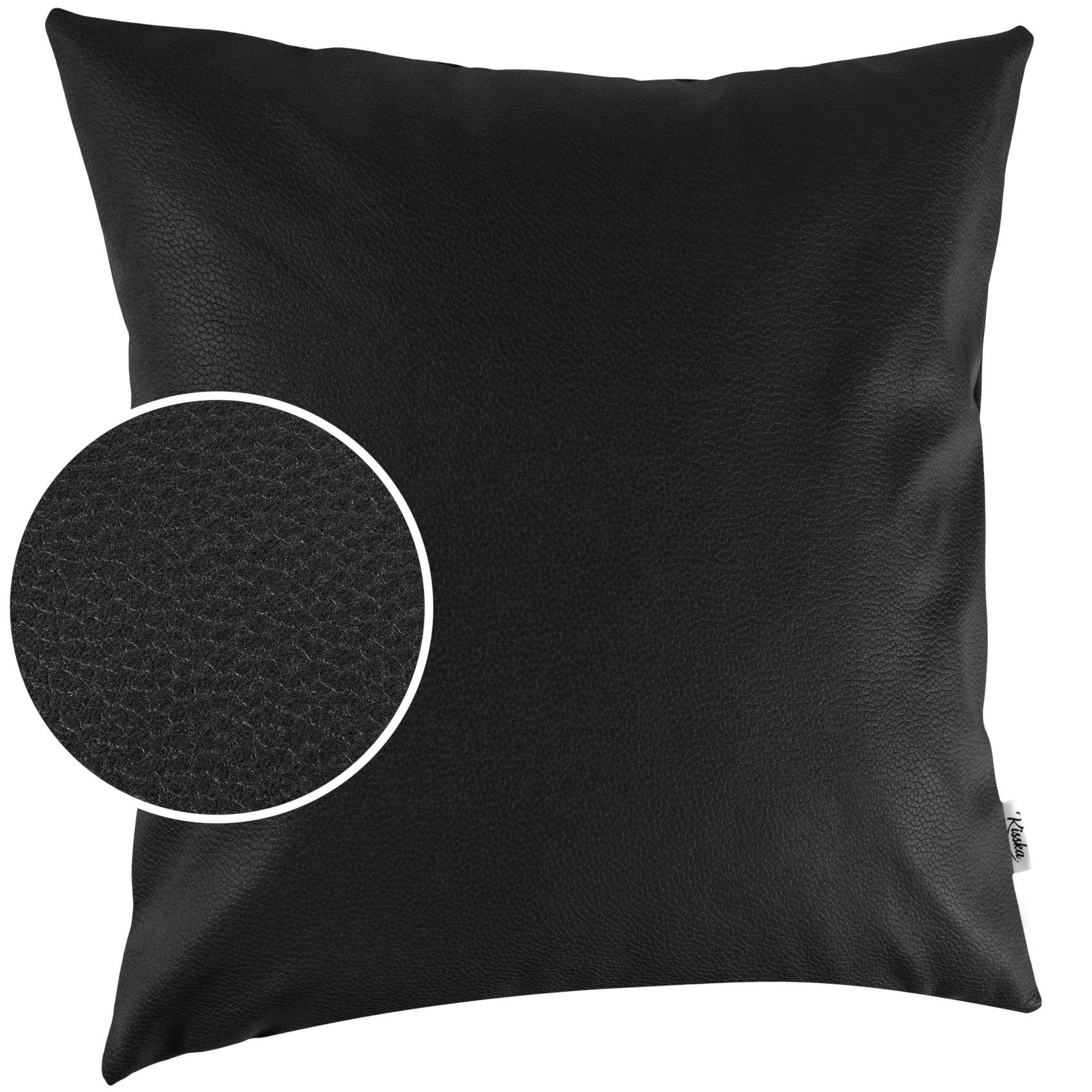 Kisska Декоративные подушки Подушкиhülle KUMO atmungsaktive Kunstleder Подушкиbezug Zierkissen, Подушкиüberzug ohne Füllung Leder-Optik UNI 40x40cm Einfarbig Schwarz