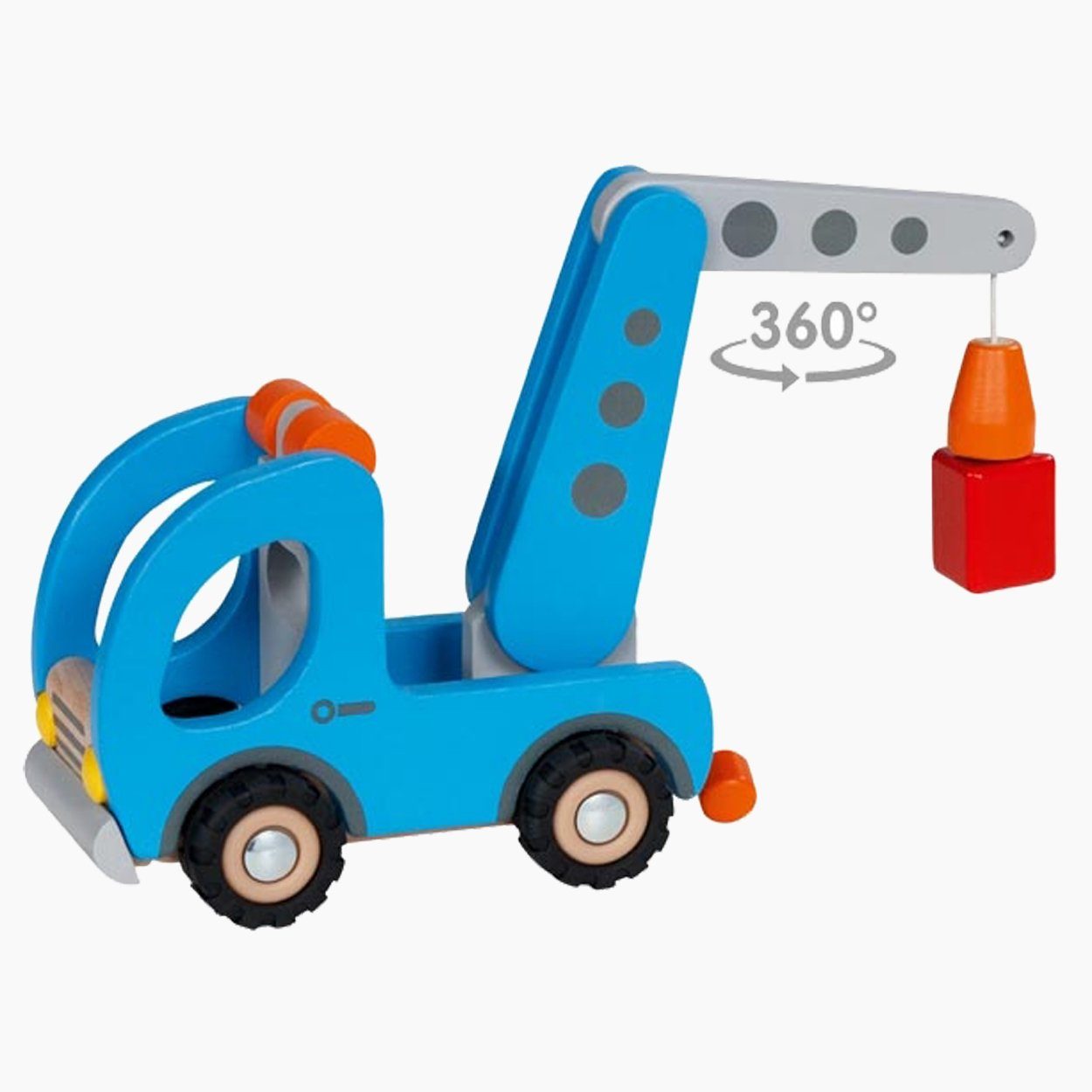 goki Spielzeug-Kran Kranwagen mit Anhänger, (packung, 8-tlg., set), Hochwertige Gummibereifung und magnet Funktion