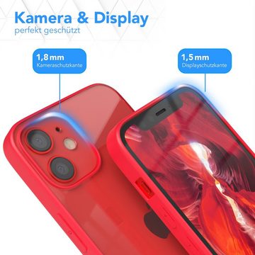 EAZY CASE Handyhülle Bumper Case für Apple iPhone 12 Mini 5,4 Zoll, Hülle Transparent Backcover kratzfest Slim Cover Durchsichtig Rot