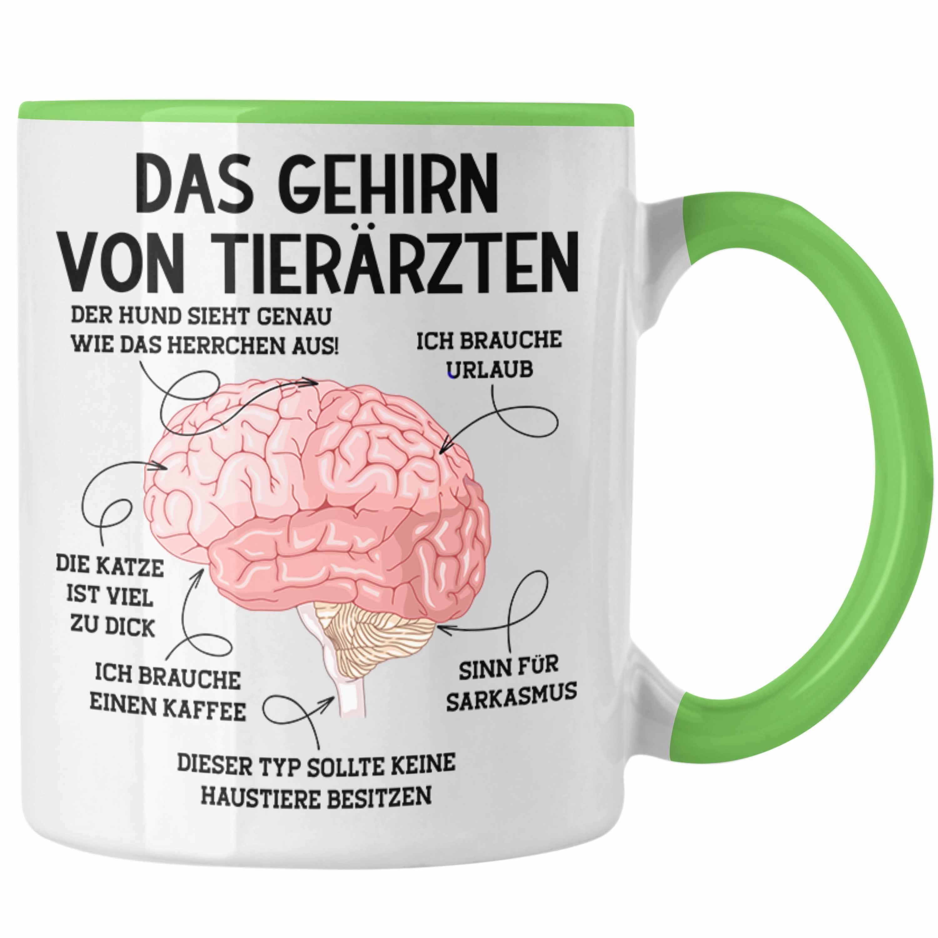 Trendation Tasse Gehirn Tierarzt Tierärztin Geschenk Lustiger Spruch Sprüche Weihnachte Grün