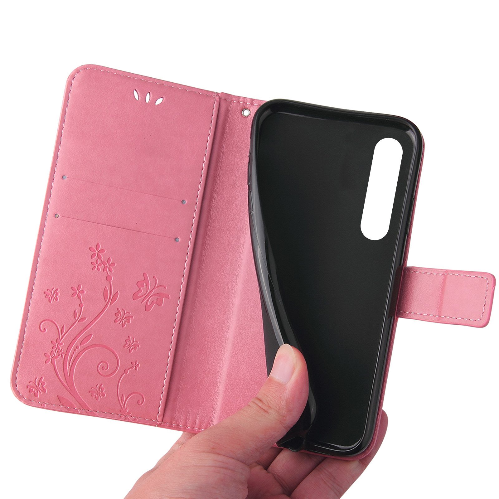 Tec-Expert Handyhülle Cover Tasche Hülle für Huawei P30 6,1 Zoll, Klapphülle Case mit Kartenfach Fliphülle aufstellbar, Motiv Blumen
