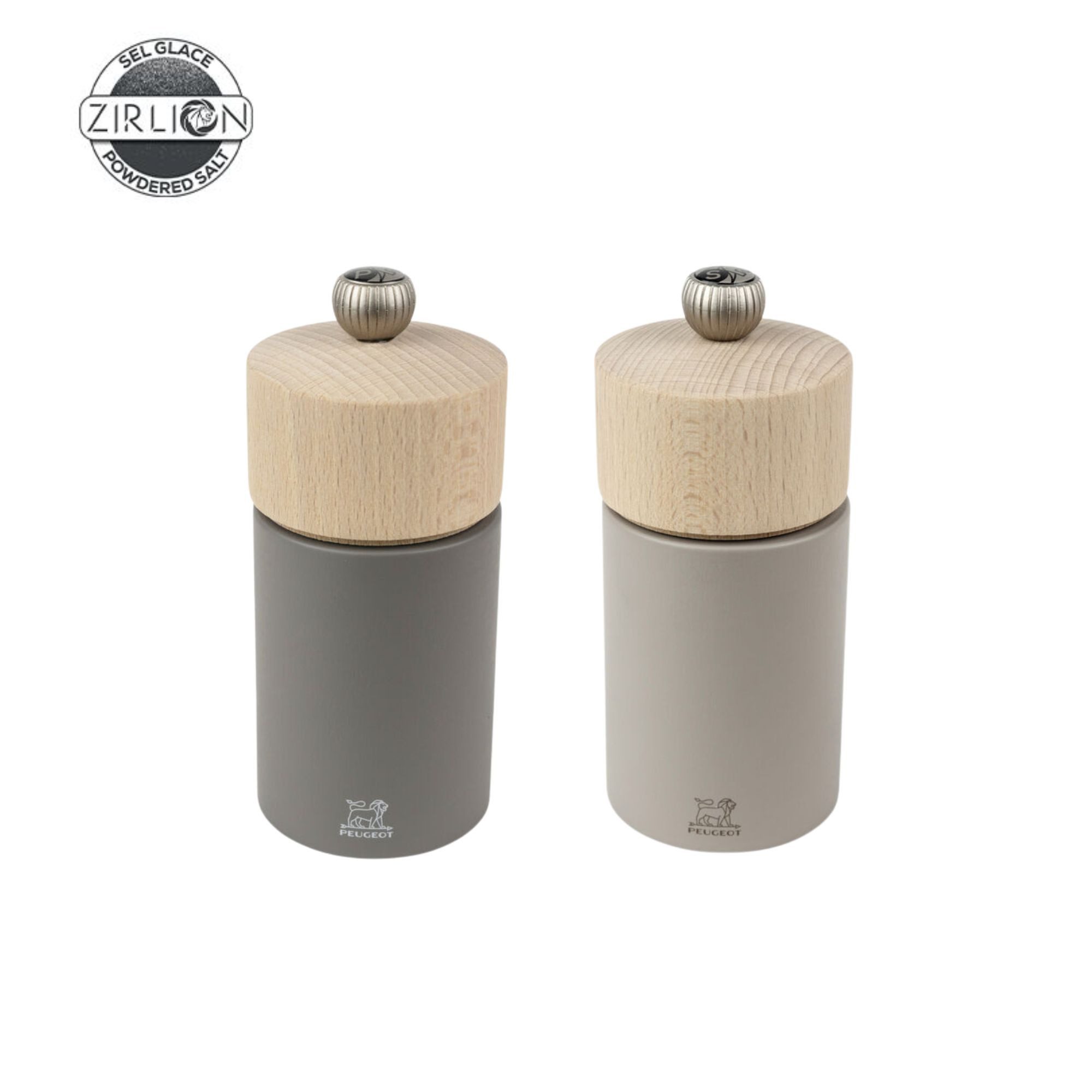 PEUGEOT Salz-/Pfeffermühle BOREAL 12cm Grau Buchenholz Stahl Zirkonia Mahlwerk