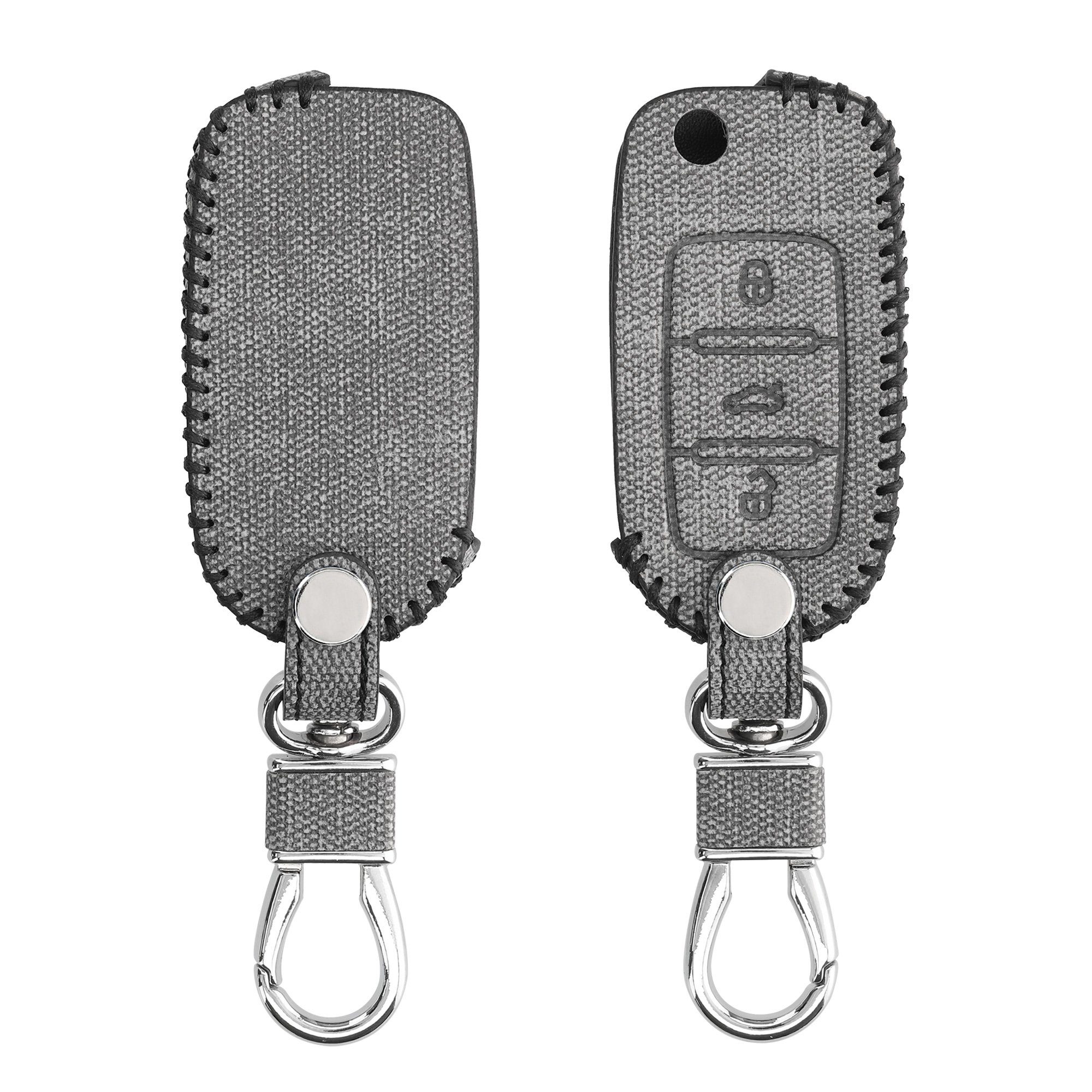 Cover Schlüssel Hülle Skoda Autoschlüssel in kwmobile Case Kunstleder Grau Schlüsselhülle VW Seat, Schlüsseltasche für