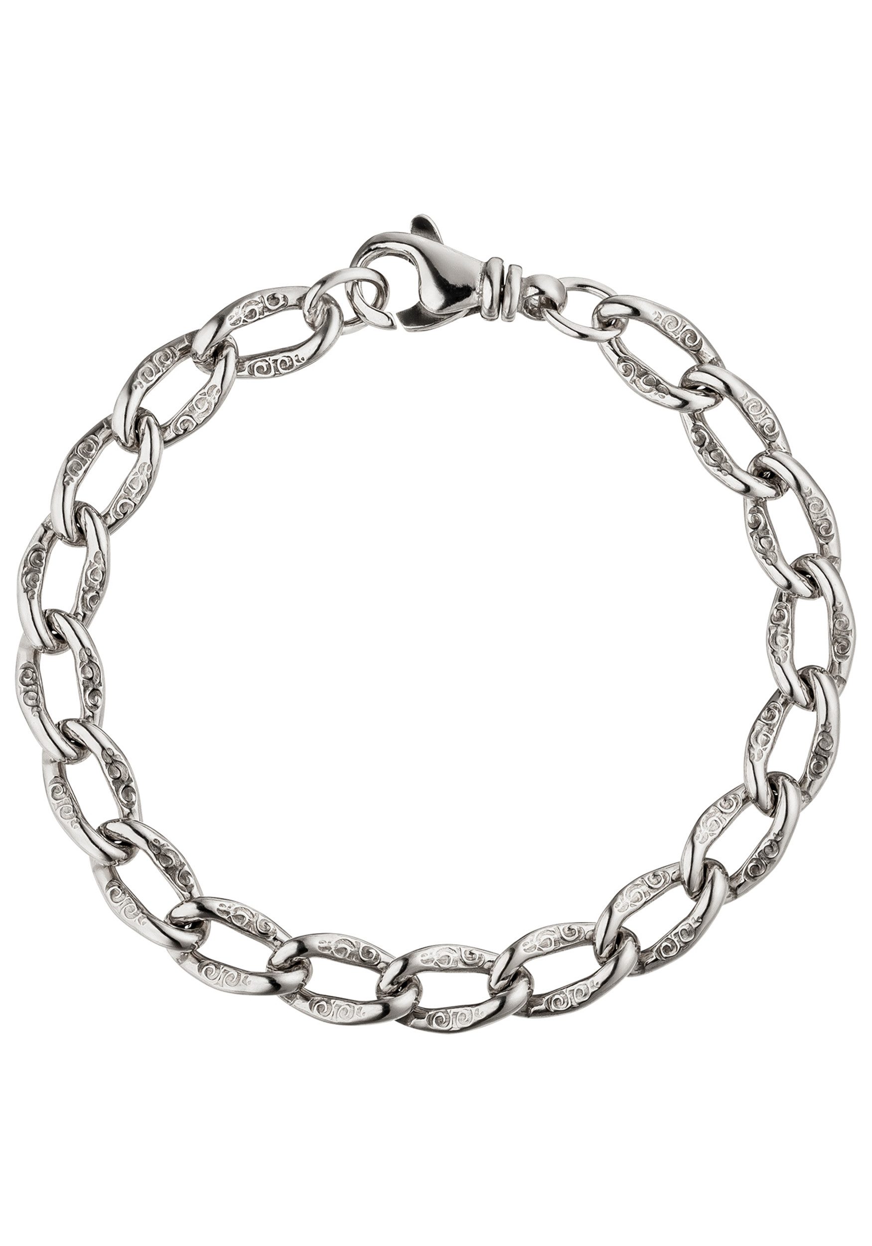 JOBO Panzerarmband Herrenarmband 7,3 mm, 925 Silber mit Struktur 19 cm