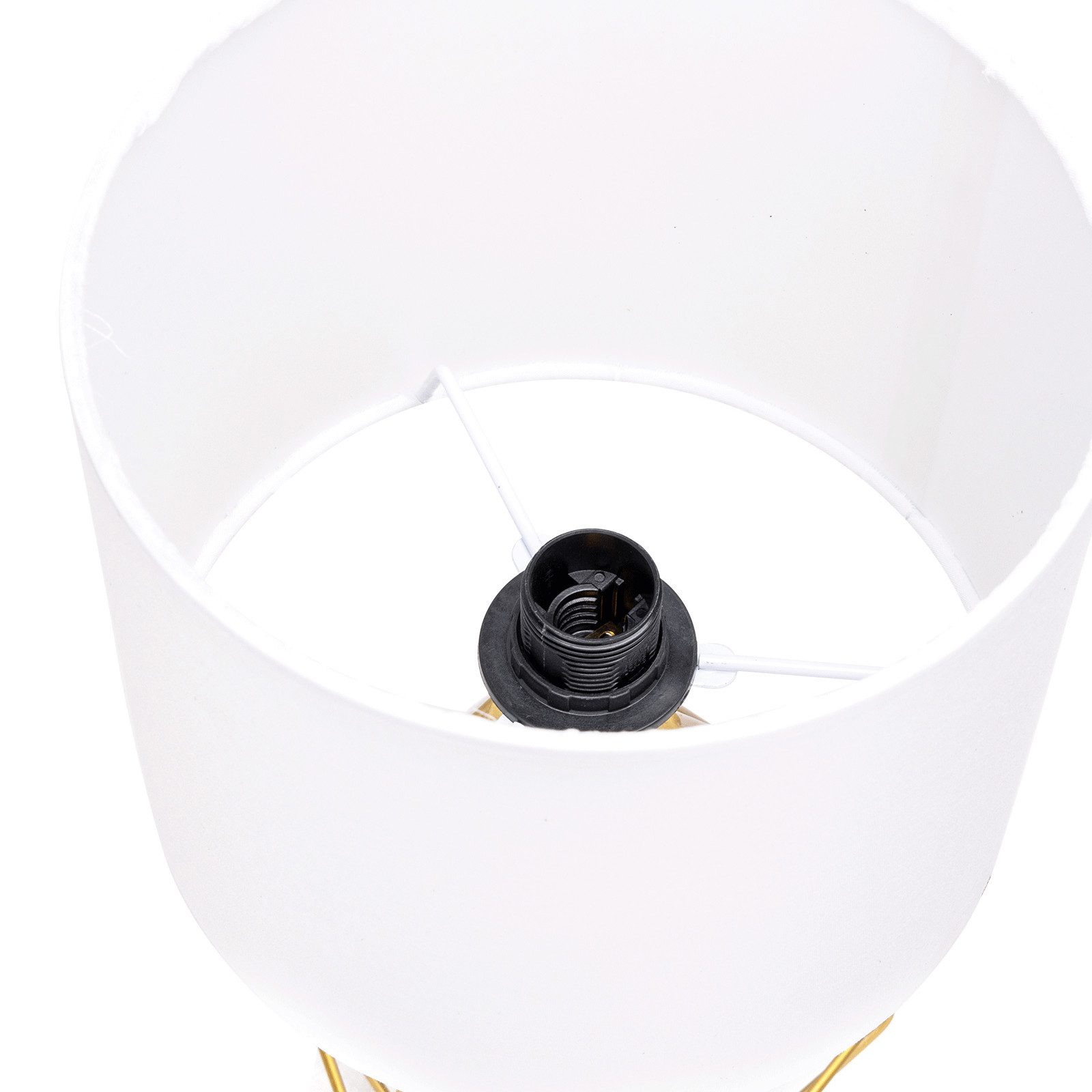 Aigostar Schreibtischlampe Tischlampe mit Weißem Stoff-Schirm und Metallfuß,Sockel E14