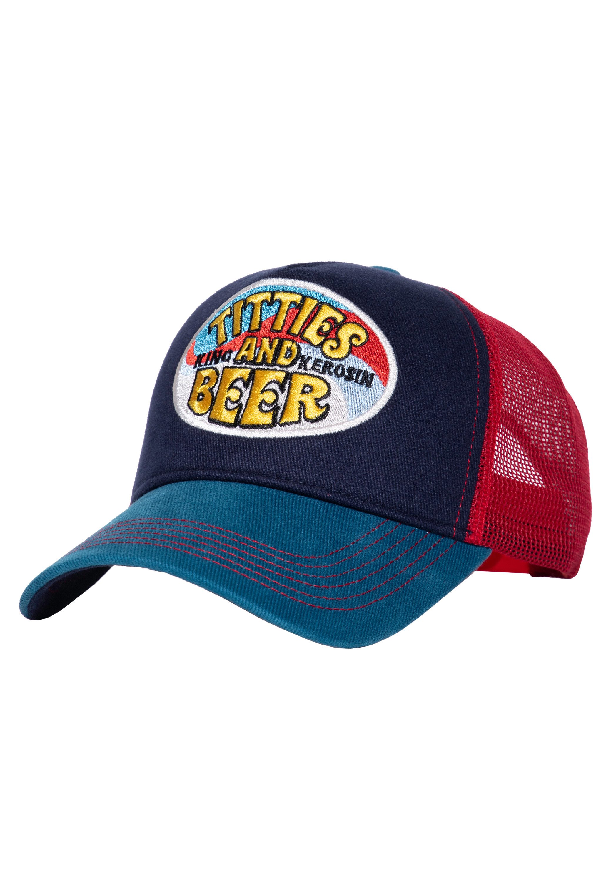 KingKerosin Trucker Cap Titties and Beer (1-St) mit besticktem Frontpatch