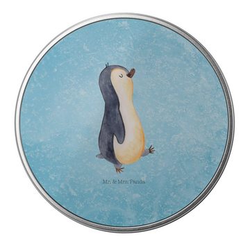 Mr. & Mrs. Panda Aufbewahrungsdose Pinguin marschieren - Eisblau - Geschenk, Geschenkbox, Keksdose, stol (1 St), Besonders glänzend
