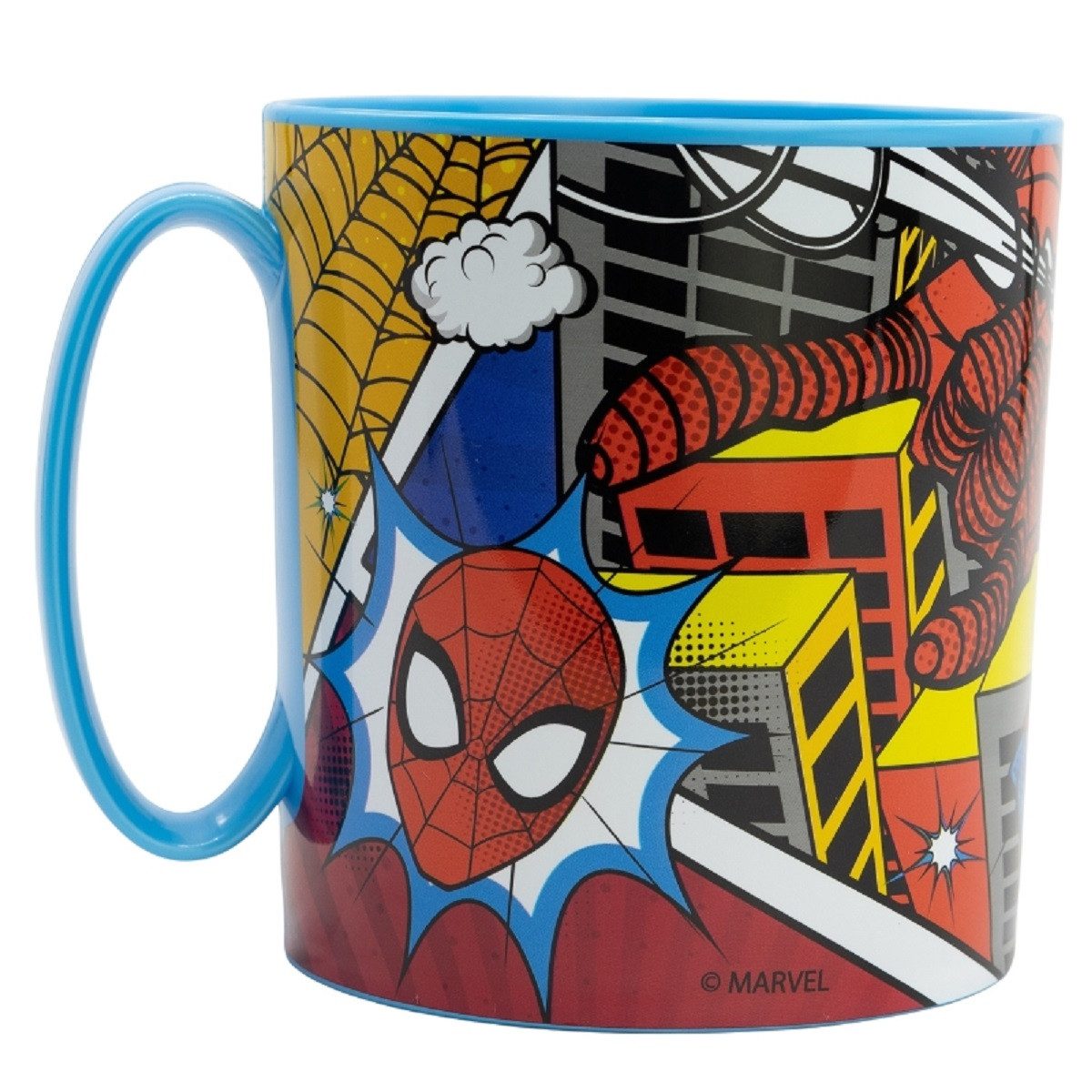Spiderman Becher - Mikrowellengeeigneter Kunststoffbecher 390 ml – für Kinder, 1-tlg., robustes Material, besonders leicht