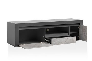 Furn.Design Lowboard Airen (Flat-TV Unterschrank in weiß oder Anthrazit, 180 x 50 cm), mit Marmor Optik