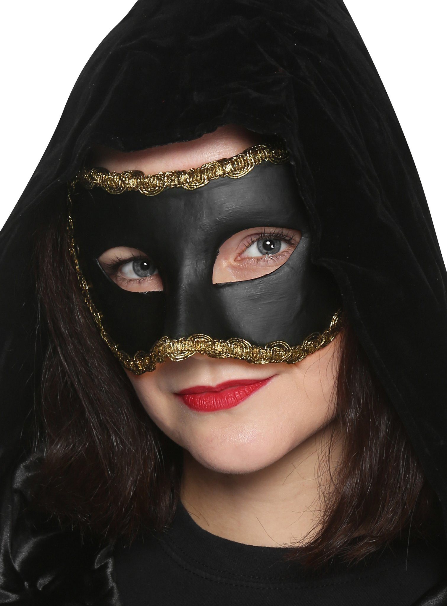 Maskworld Verkleidungsmaske Colombina nera - Venezianische Maske für Fasching