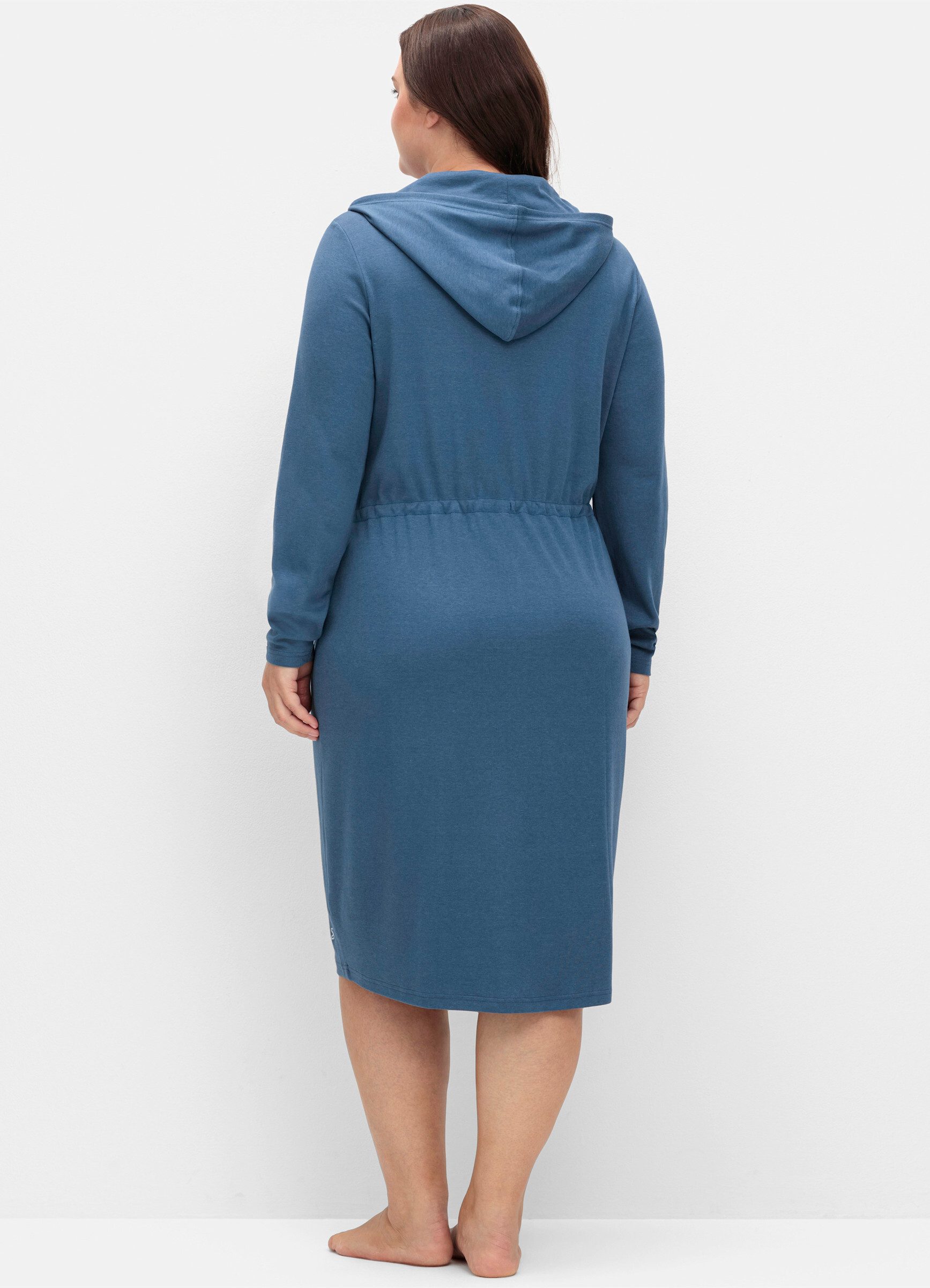 Sheego Damenbademantel Bademantel ., Länge ca. 110 cm, Baumwolle, Reißversc günstig online kaufen