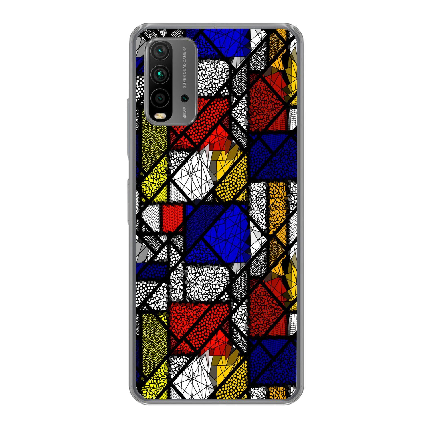 MuchoWow Handyhülle für Xiaomi Redmi 9T Mondrian - Glasmalerei - Alte Meister - Kunstwerk, Phone Case, Silikon, Schutzhülle Dünn