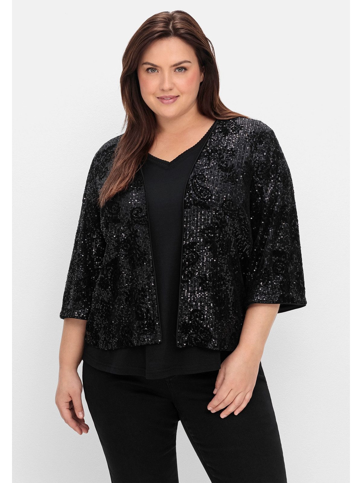 Sheego Blusenjacke Große Größen mit Pailletten günstig online kaufen