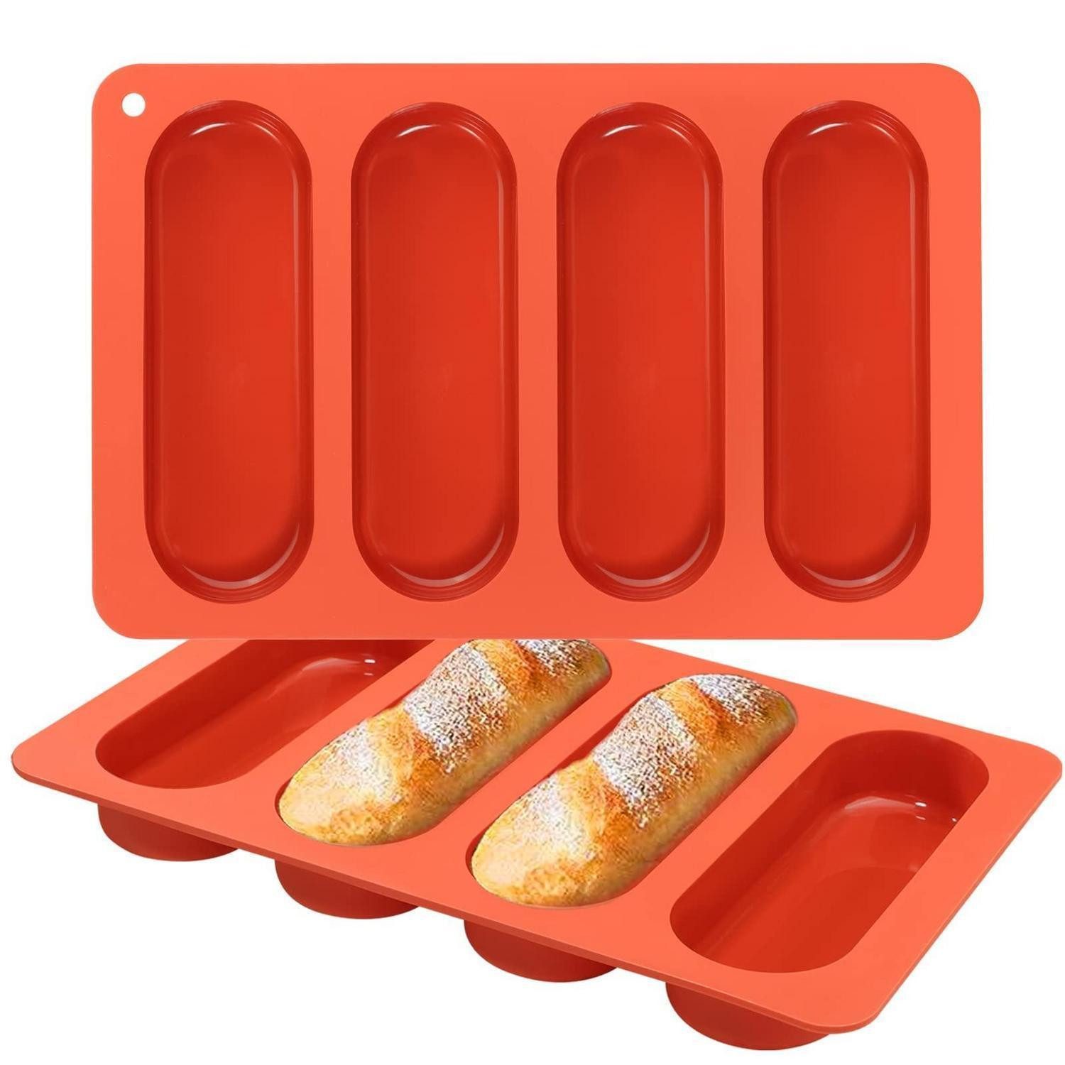 LuxusKollektion Brotbackform Silikon-Backform Hot Dog Brötchen 2 Stk, (2-tlg)