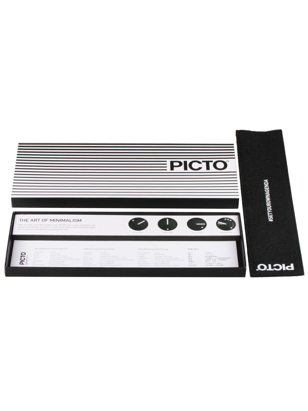 PICTO Quarzuhr PICTO 43361-4120B Unisex Uhr Uhr Black and White 40mm 5ATM PICTO 43361-4120B Unisex Uhr Uhr Black and White 40mm 5ATM