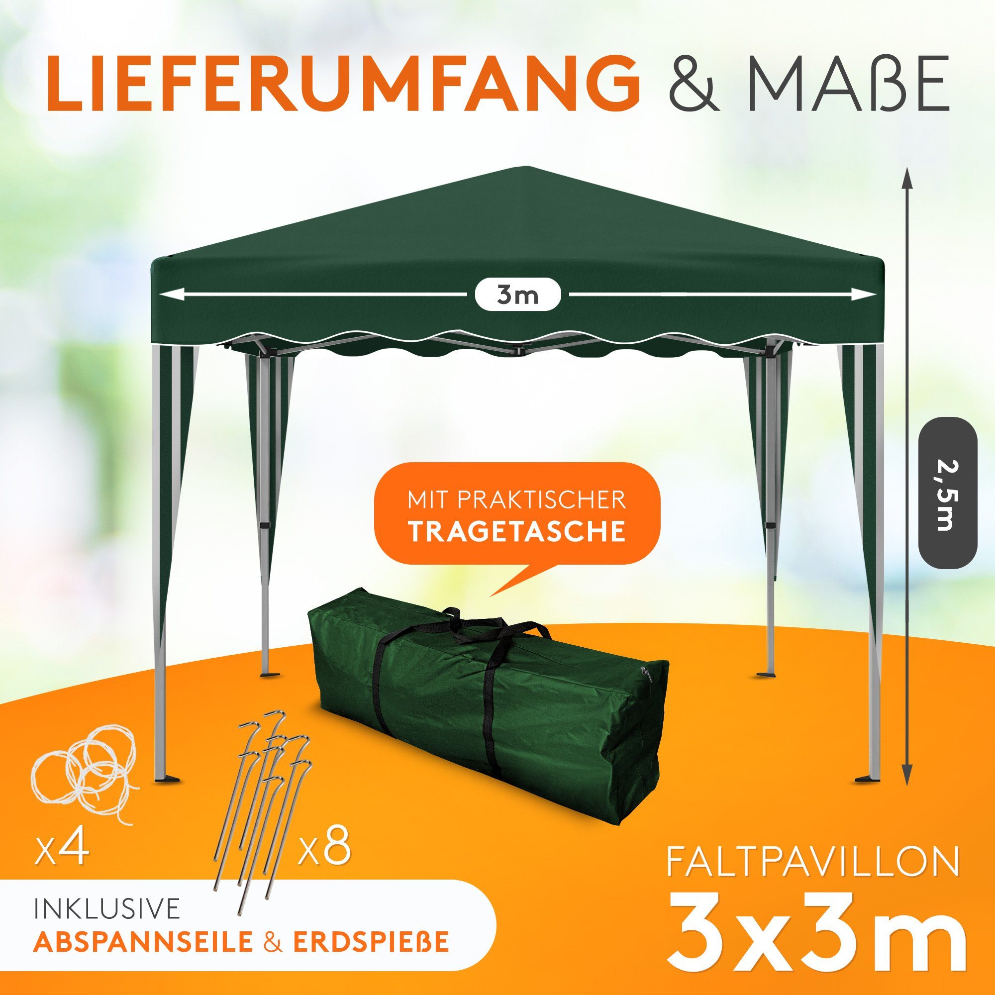 Kronenburg Faltpavillon 3x3 m wasserdicht - günstig online kaufen