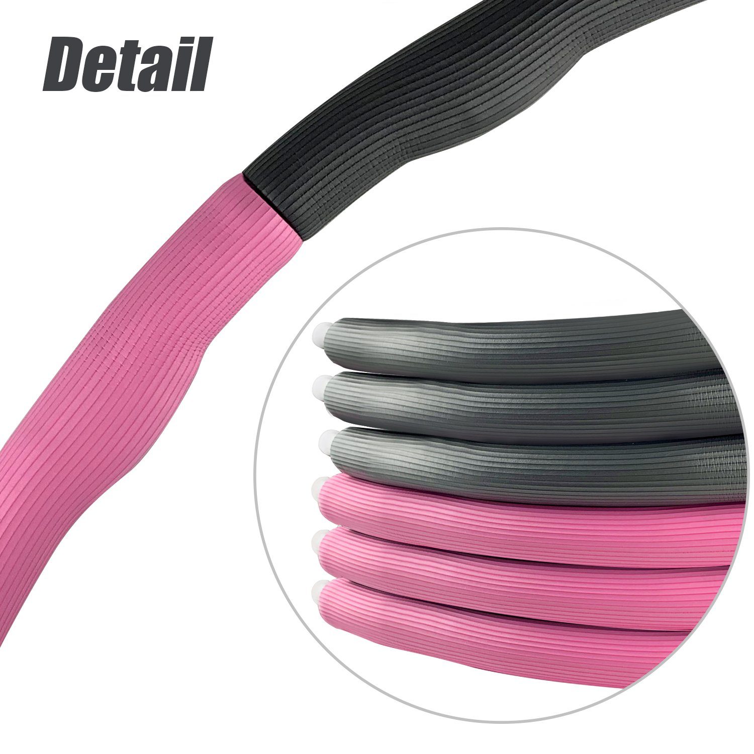 KIKAKO Hula-Hoop-Reifen Rosa 8 Hula-Fitness-Reifen grau Spleißen Wellenabschnitte Abnehmbar